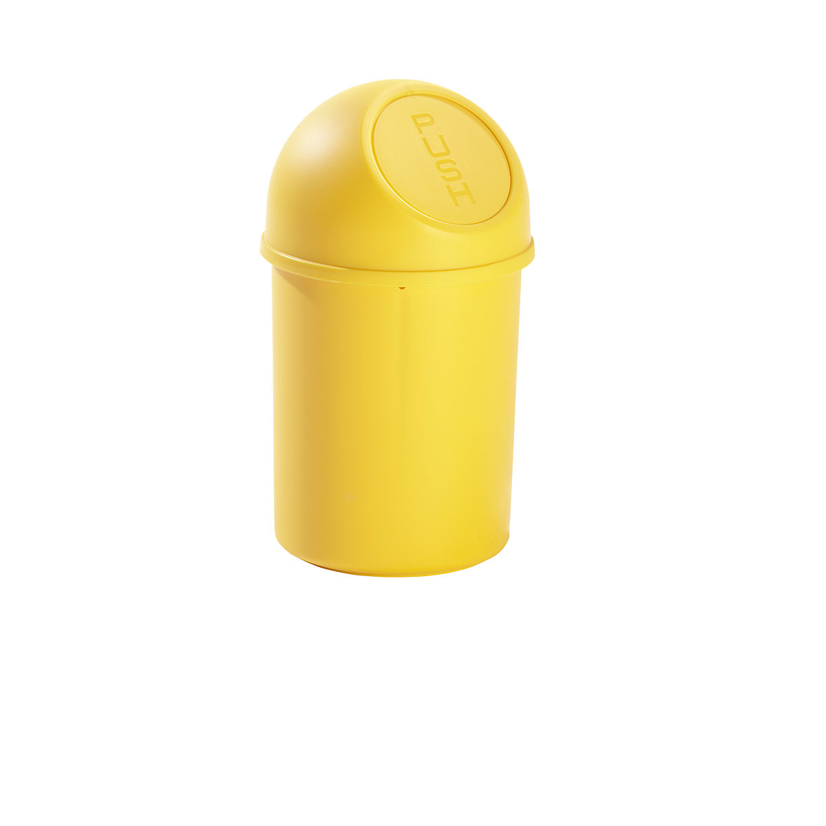 Push-afvalbak van kunststof – helit, inhoud 6 l, h x Ø = 375 x 216 mm, geel, VE = 6 stuks-3