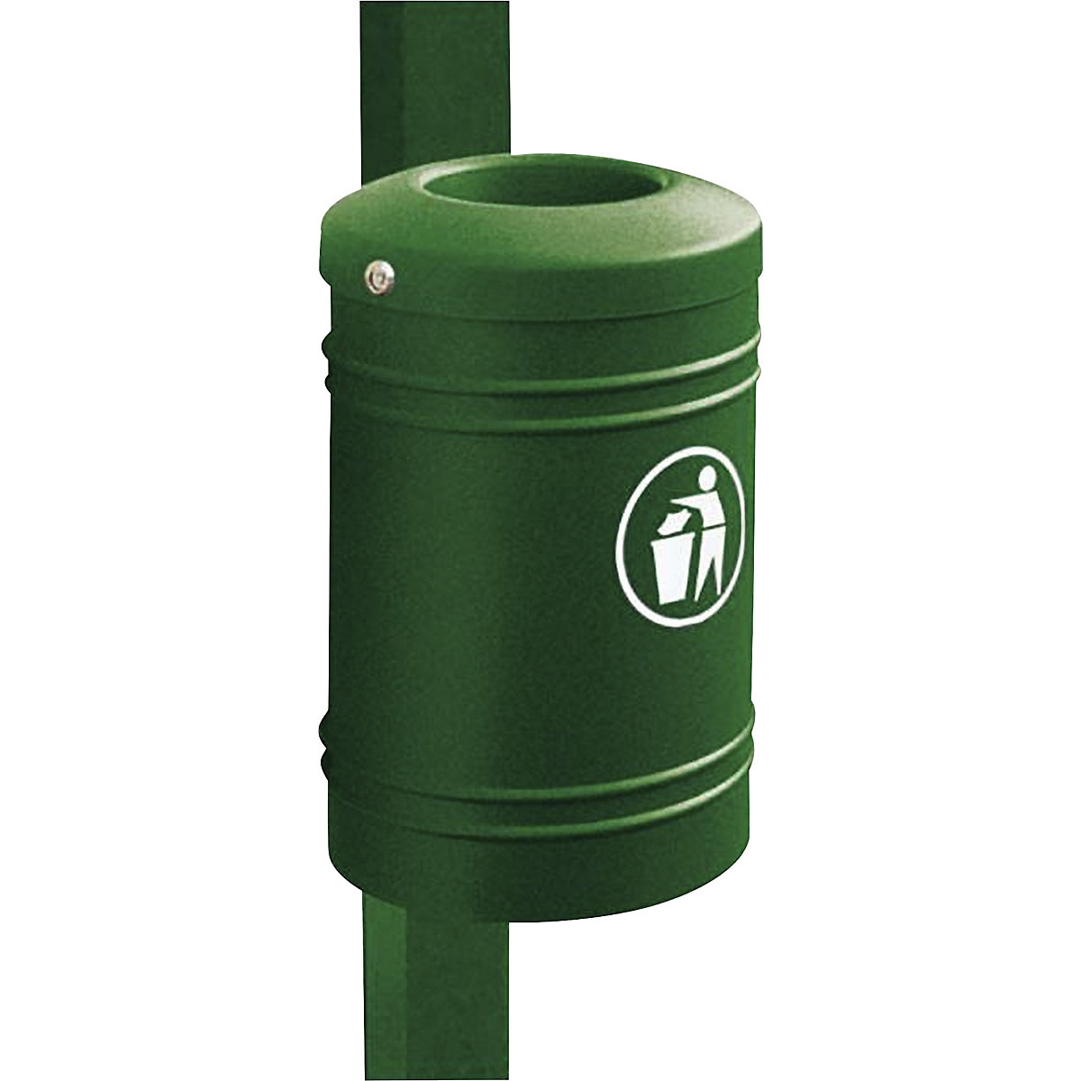 Afvalbak voor buiten ESTEREL – PROCITY, inhoud 40 l voor ronde palen Ø 76 mm, groen-2