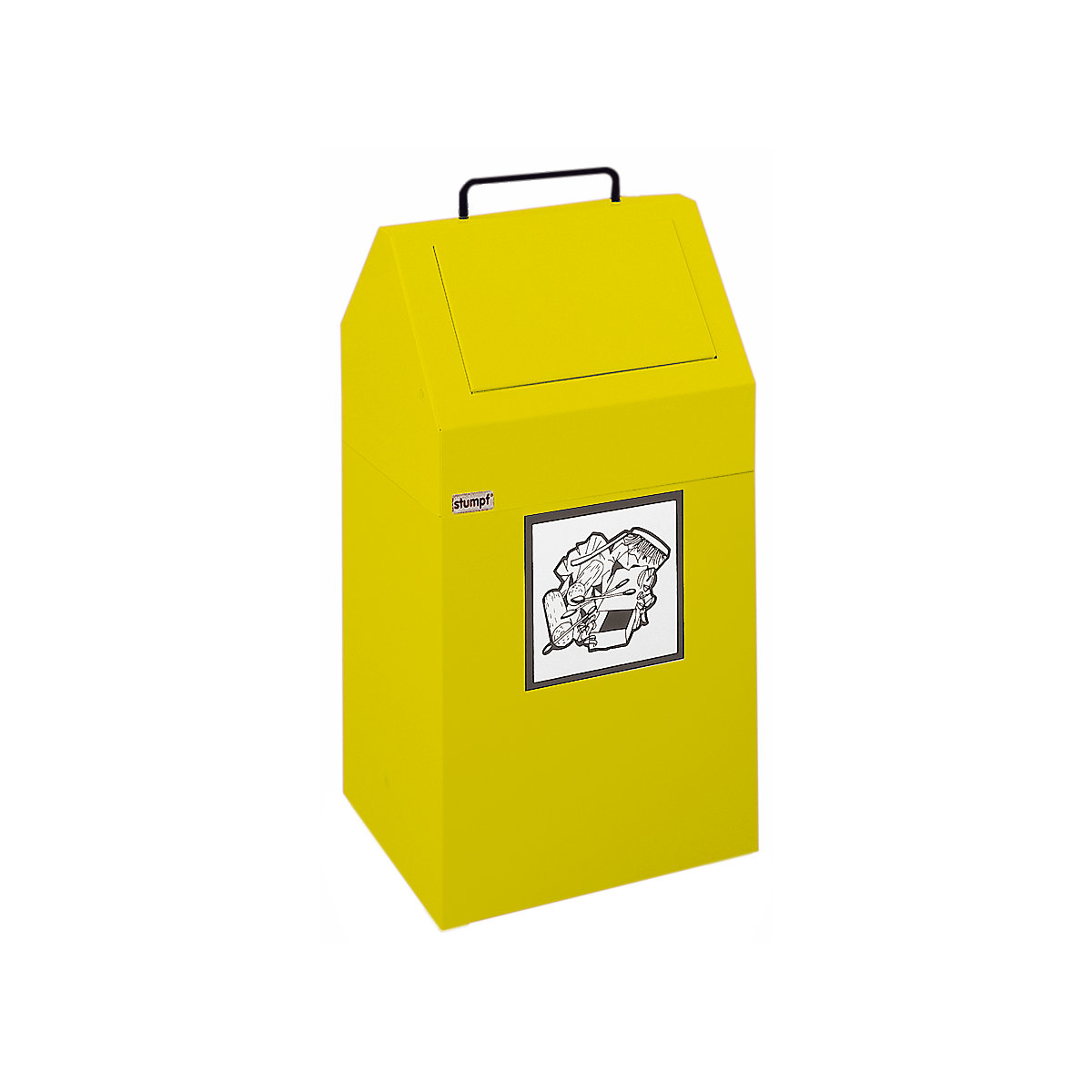 Afvalbak voor kringloopmateriaal, inhoud 45 l, b x h x d = 320 x 650 x 310 mm, vaste opstelling, plaatstaal, geel RAL 1003