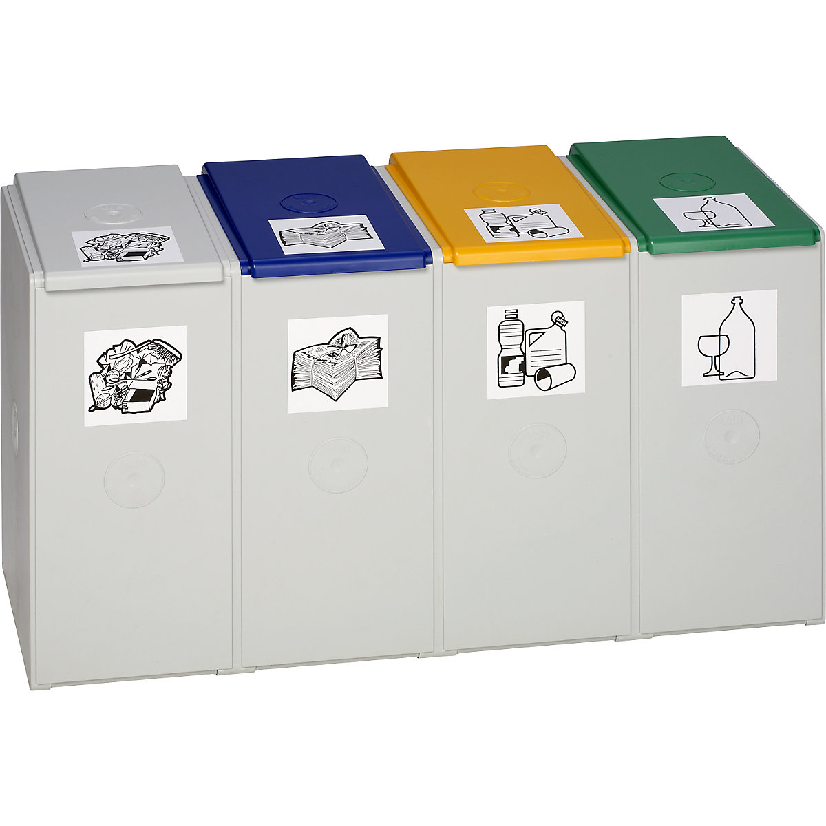 Afvalbak voor kringloopmateriaal van kunststof – VAR, station met een inhoud van telkens 40 l, 4-voudige-verzamelbak-3