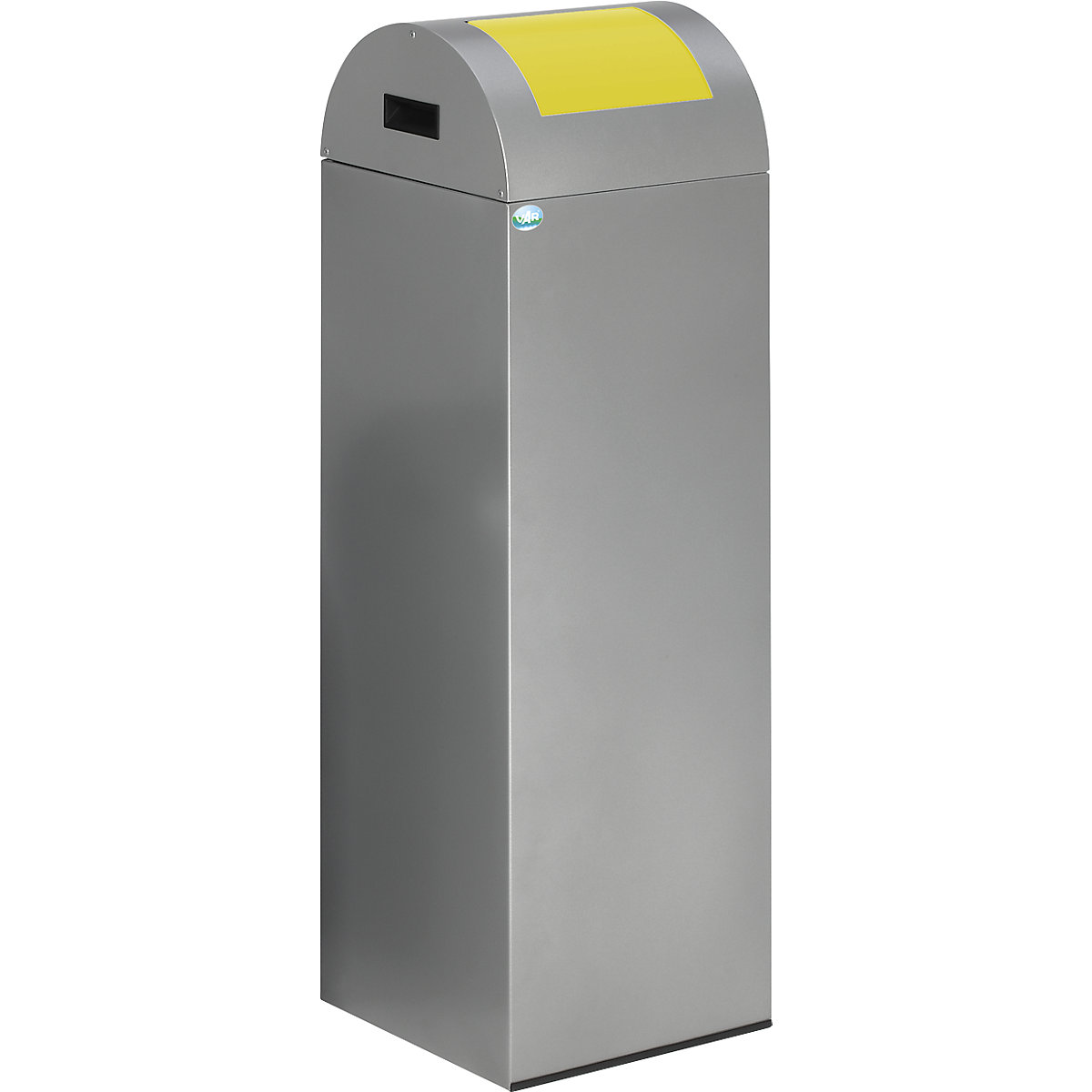 Zelfdovende afvalbak voor kringloopmateriaal – VAR, inhoud 89 l, b x h x d = 320 x 1045 x 320 mm, zilver, klep geel-8