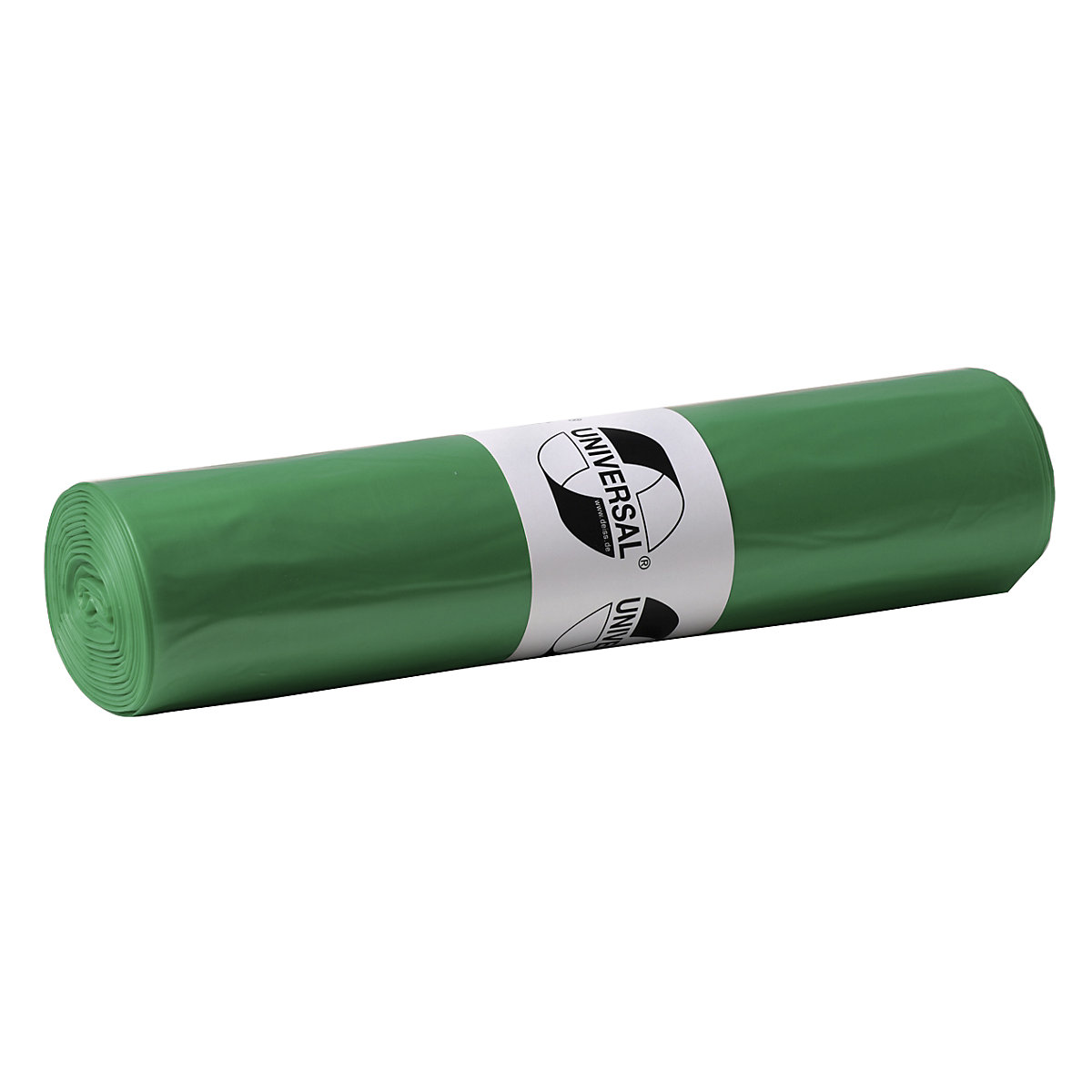 Standaard afvalzakken, HDPE, 120 l, VE = 500 stuks, b x h = 700 x 1100 mm, materiaaldikte 23 µm, groen
