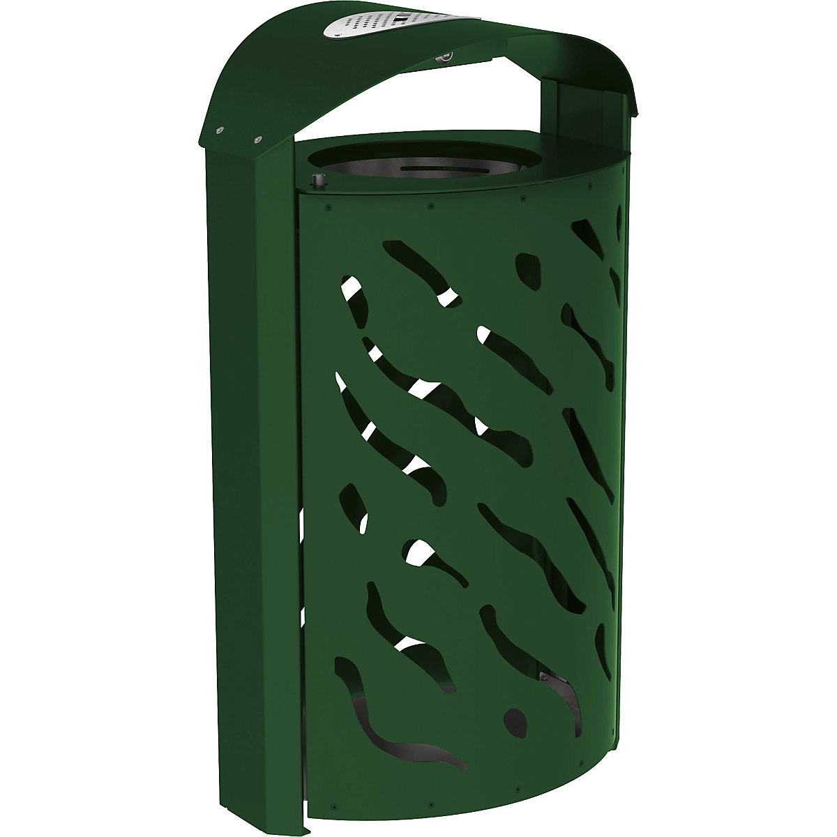 Afvalkorf voor buiten VENEDIG met asbak – PROCITY, inhoud 120 l, groen