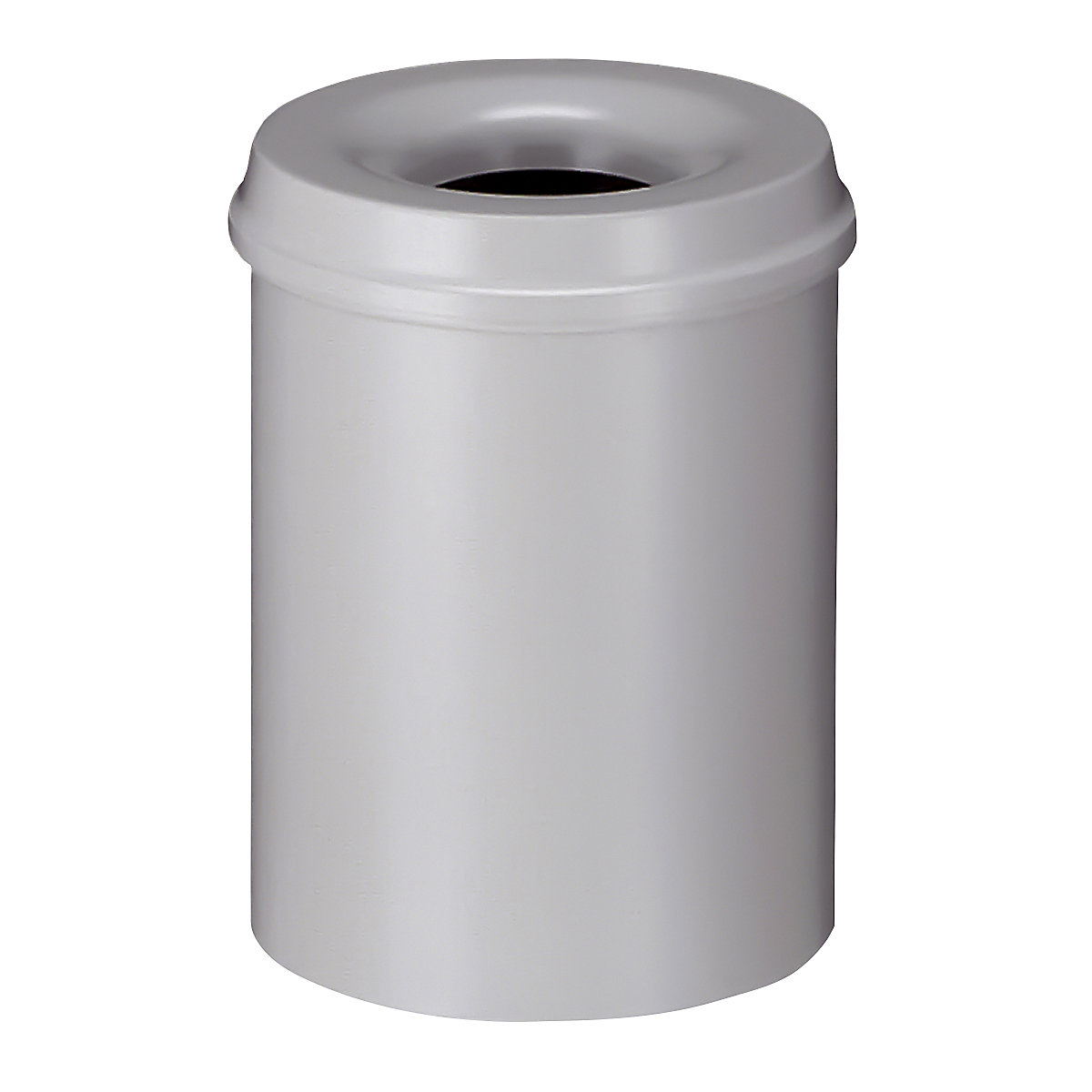 Prullenbak, zelfdovend, inhoud 15 l, h x Ø = 360 x 255 mm, bak grijs / zelfdovend deksel grijs