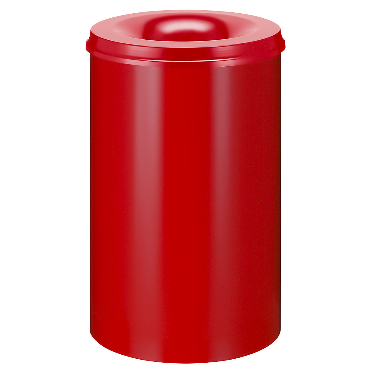 Prullenbak, zelfdovend, inhoud 110 l, h x Ø = 720 x 470 mm, bak rood / zelfdovend deksel rood