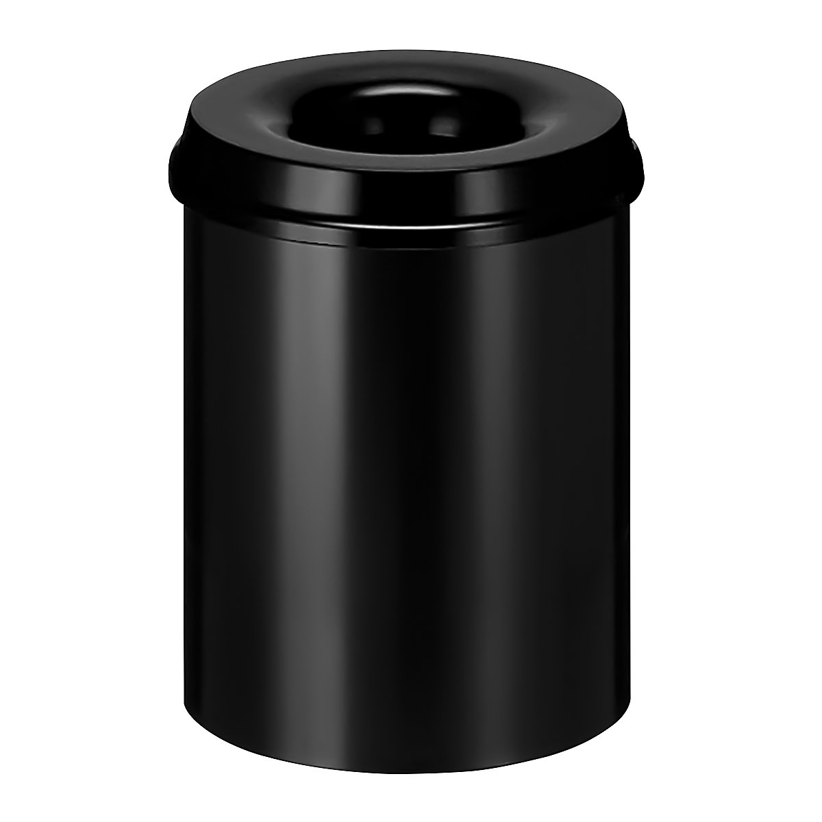 Veiligheidsprullenbak, staal, zelfdovend, inhoud 15 l, h x Ø = 360 x 255 mm, bak zwart / zelfdovend deksel zwart-6
