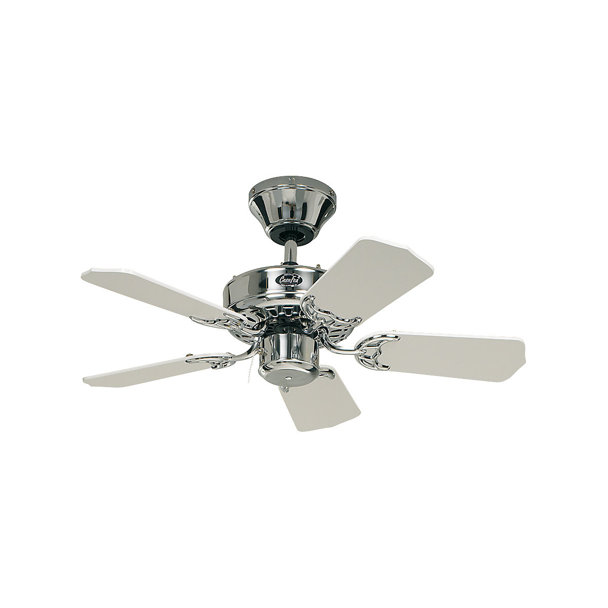 CLASSIC ROYAL ceiling fan, rotor blade Ø 750 mm, painted white / polished chrome-6