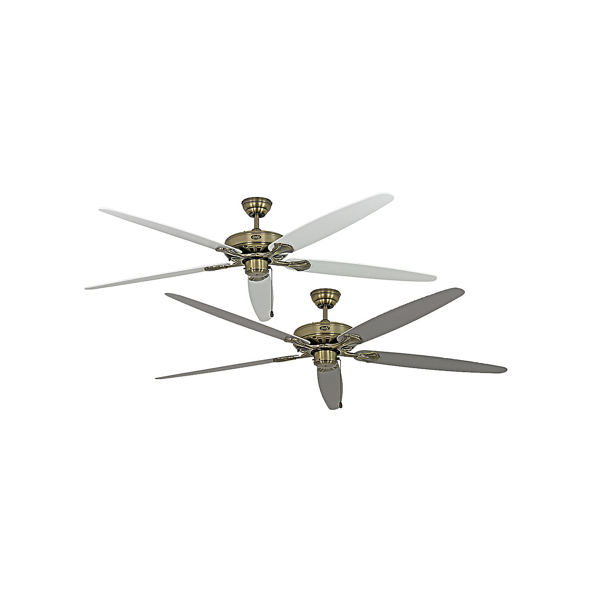 CLASSIC ROYAL ceiling fan, rotor blade Ø 1800 mm, painted white / painted light grey / antique brass-10