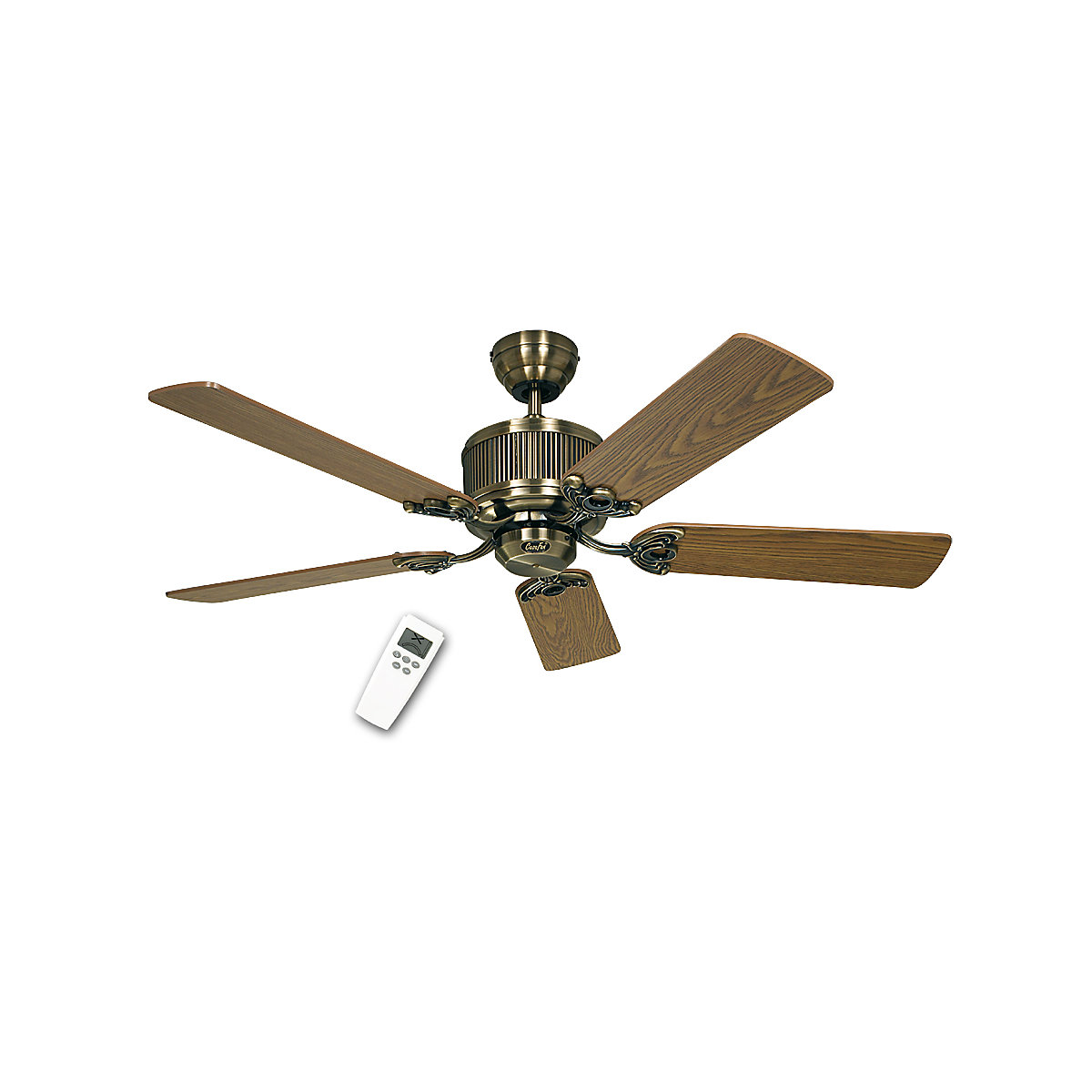 ECO ELEMENTS ceiling fan, rotor blade Ø 1320 mm, antique oak / beech / antique brass-5