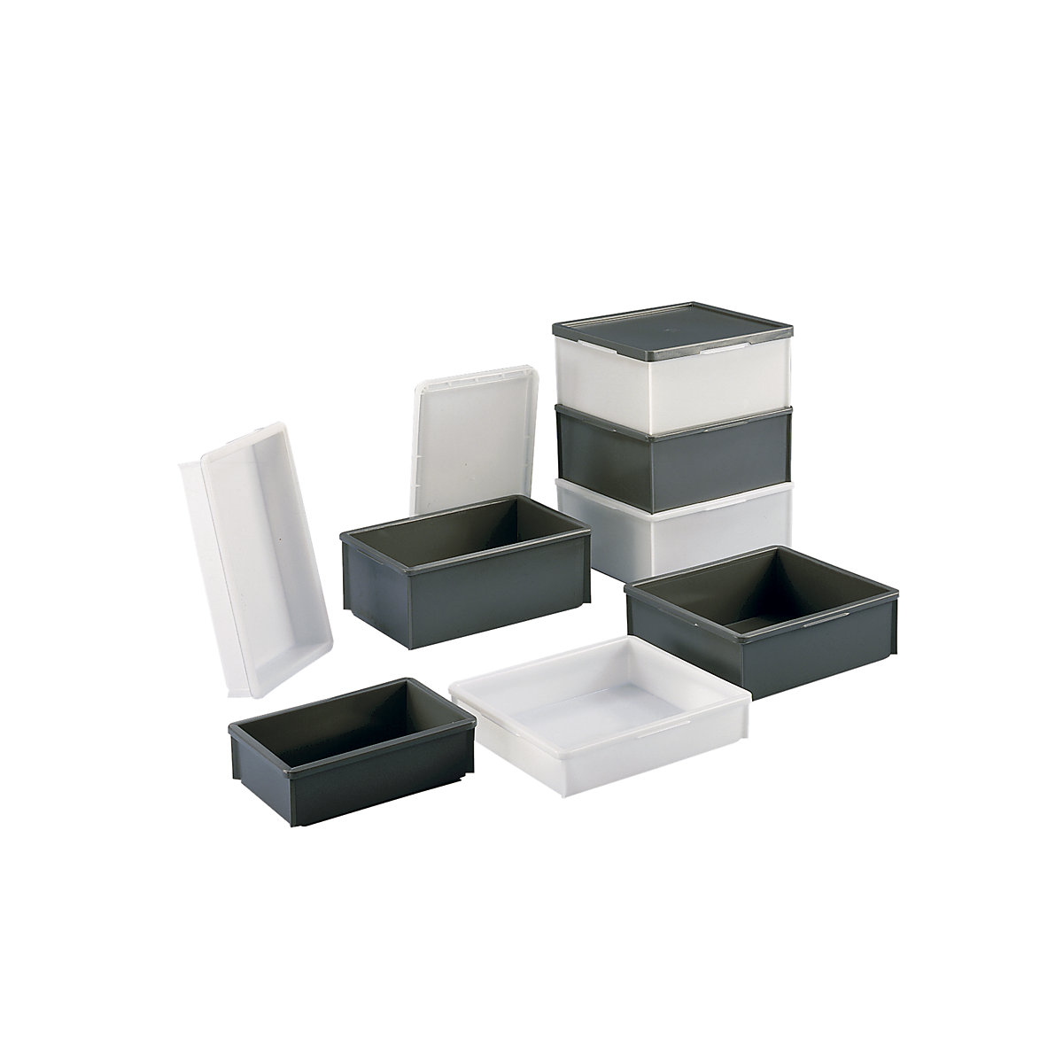 Caja apilable de polietileno, sin nervaduras de refuerzo (Imagen del producto 2)-1