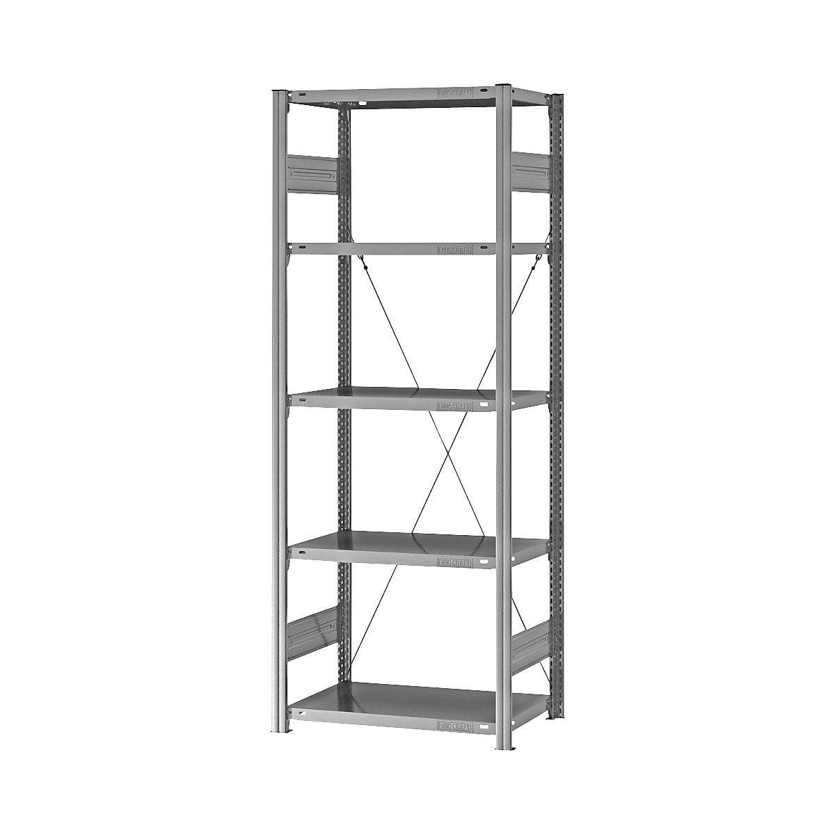 Estantería ensamblable de almacén, postes azules, baldas galvanizadas &ndash; eurokraft pro
