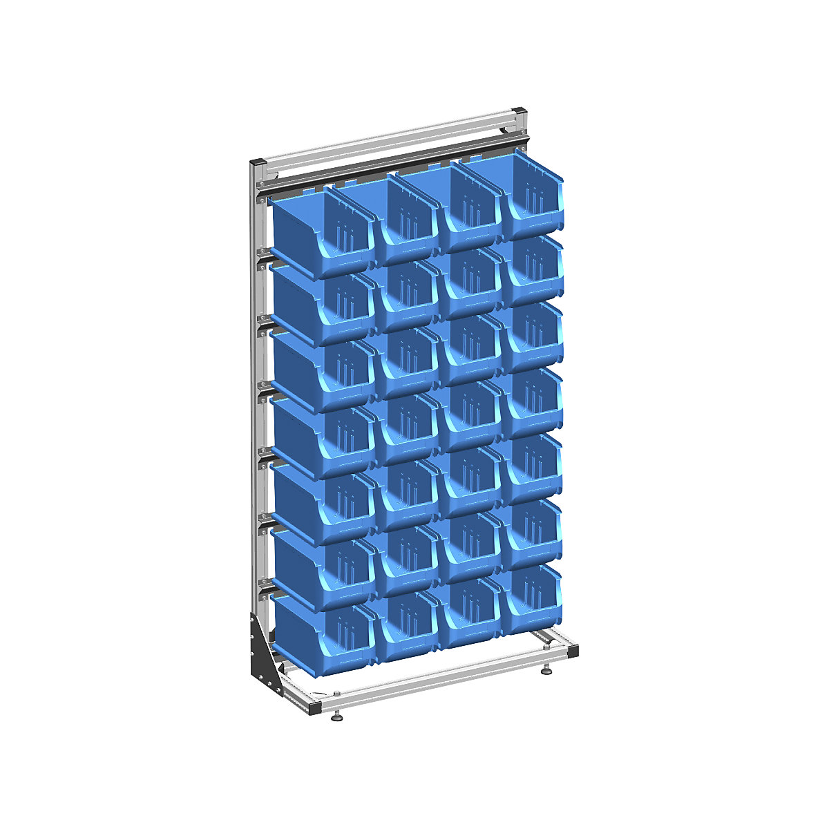 Estantería de postes con cajas visualizables