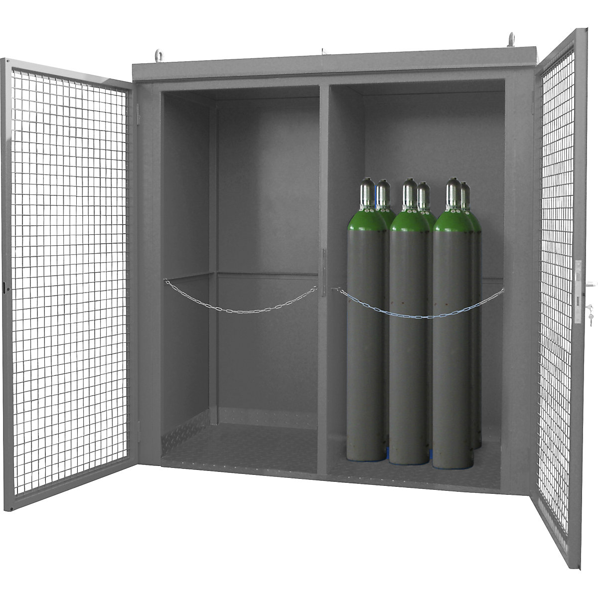 Contenedor para bombonas de gas con pared separadora, resistente al fuego – eurokraft pro (Imagen del producto 2)-1