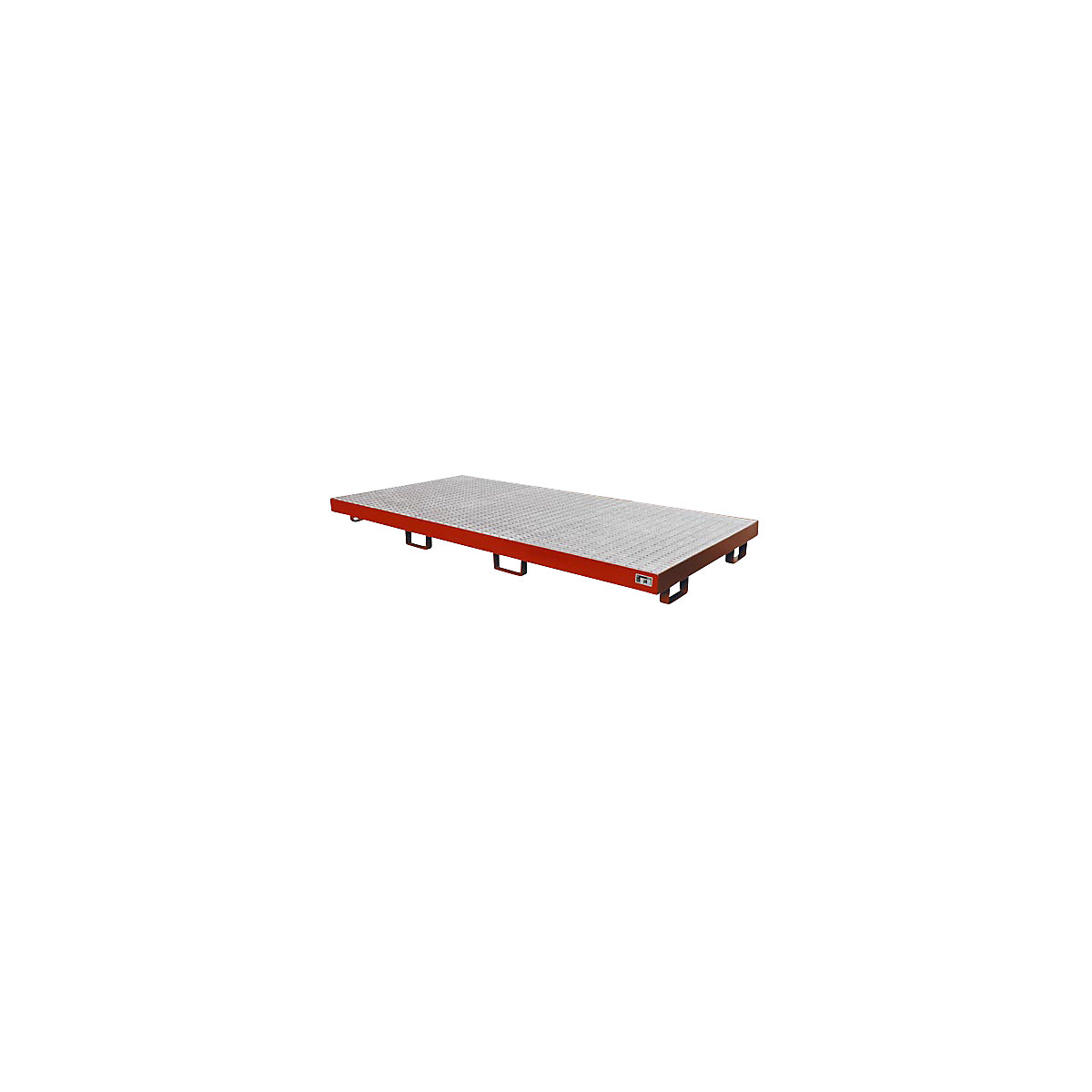 Cubeta colectora de acero – eurokraft pro, capacidad de recogida 240 l, para 8 bidones de 200 l, pintada de rojo RAL 3000, con rejilla-7