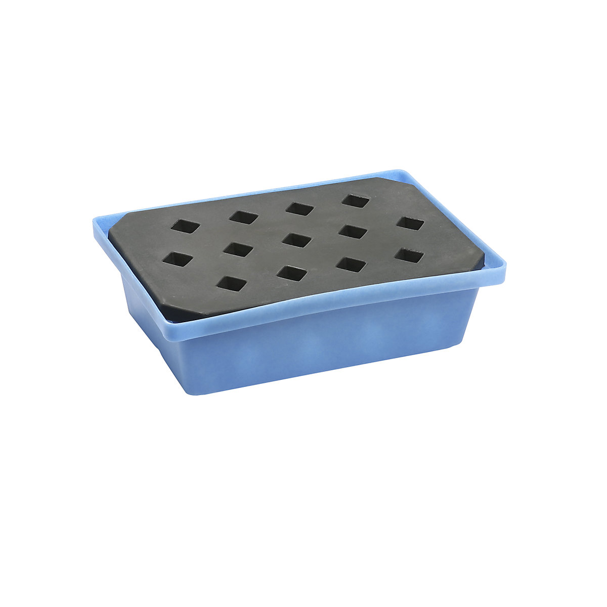Cubeta de PE para palets y recipientes pequeños, L x A x H 600 x 400 x 170 mm, volumen de recogida 20 l, con rejilla de PE-6