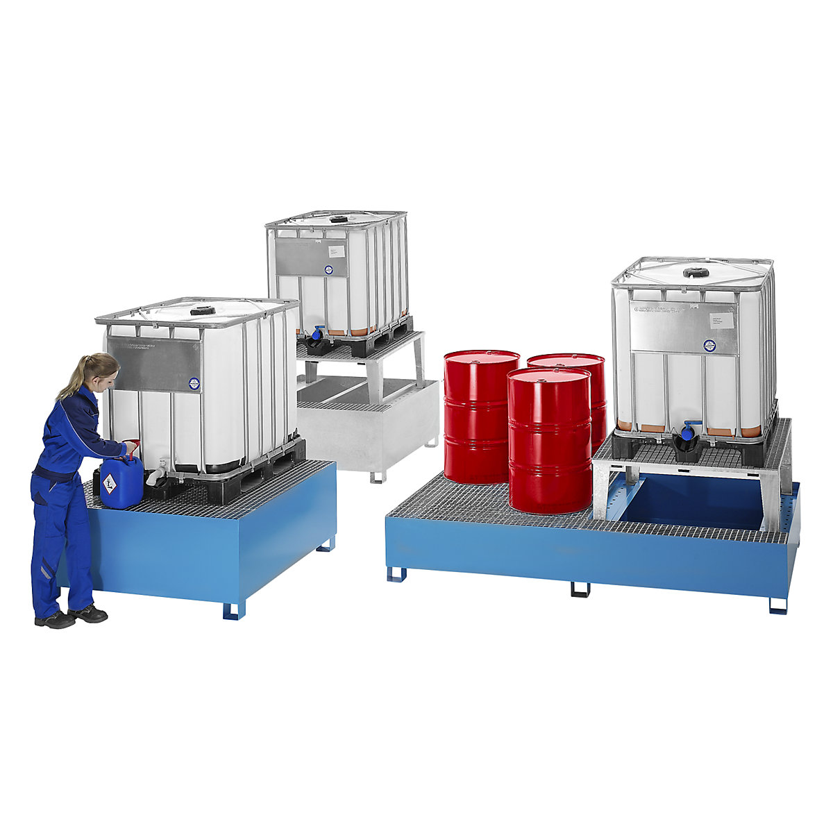 Cubeta colectora de acero para contenedores depósito IBC/KTC – eurokraft basic (Imagen del producto 2)-1