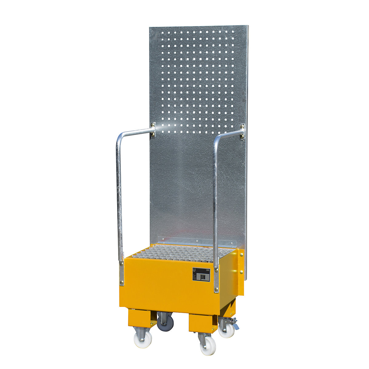 Cubeta colectora rodante con pared de placas perforadas &ndash; eurokraft pro