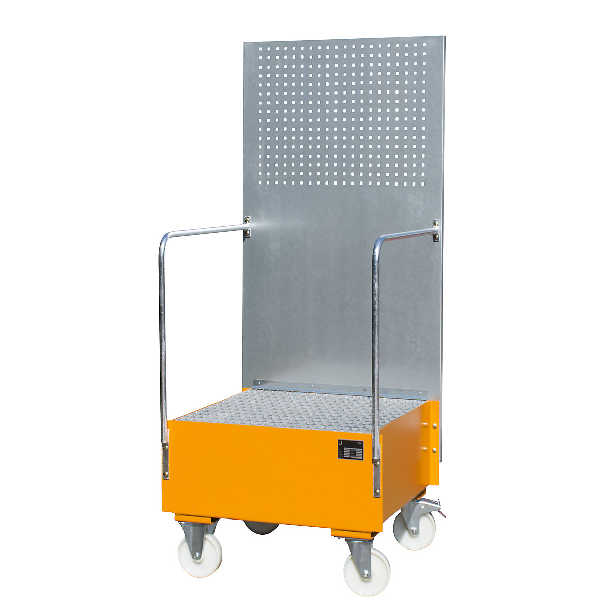 Cubeta colectora rodante con pared de placas perforadas – eurokraft pro