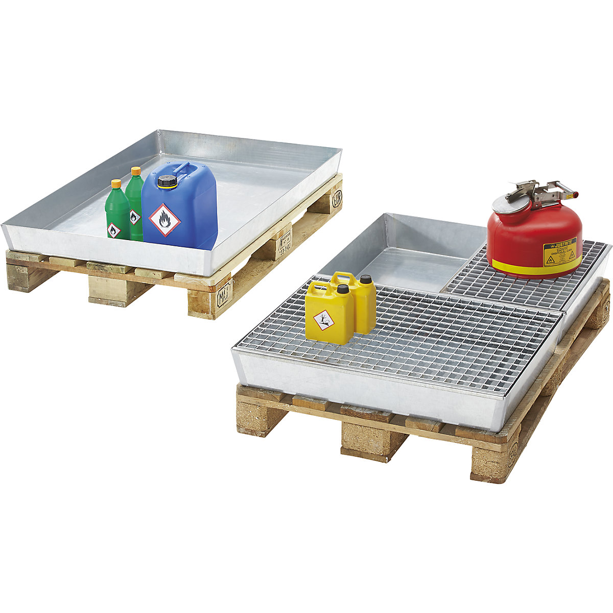 Cubeta de acero para palets para bidones pequeños – eurokraft basic (Imagen del producto 2)-1