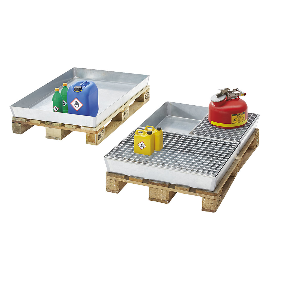Cubeta de acero para palets para bidones pequeños – eurokraft basic (Imagen del producto 3)-2