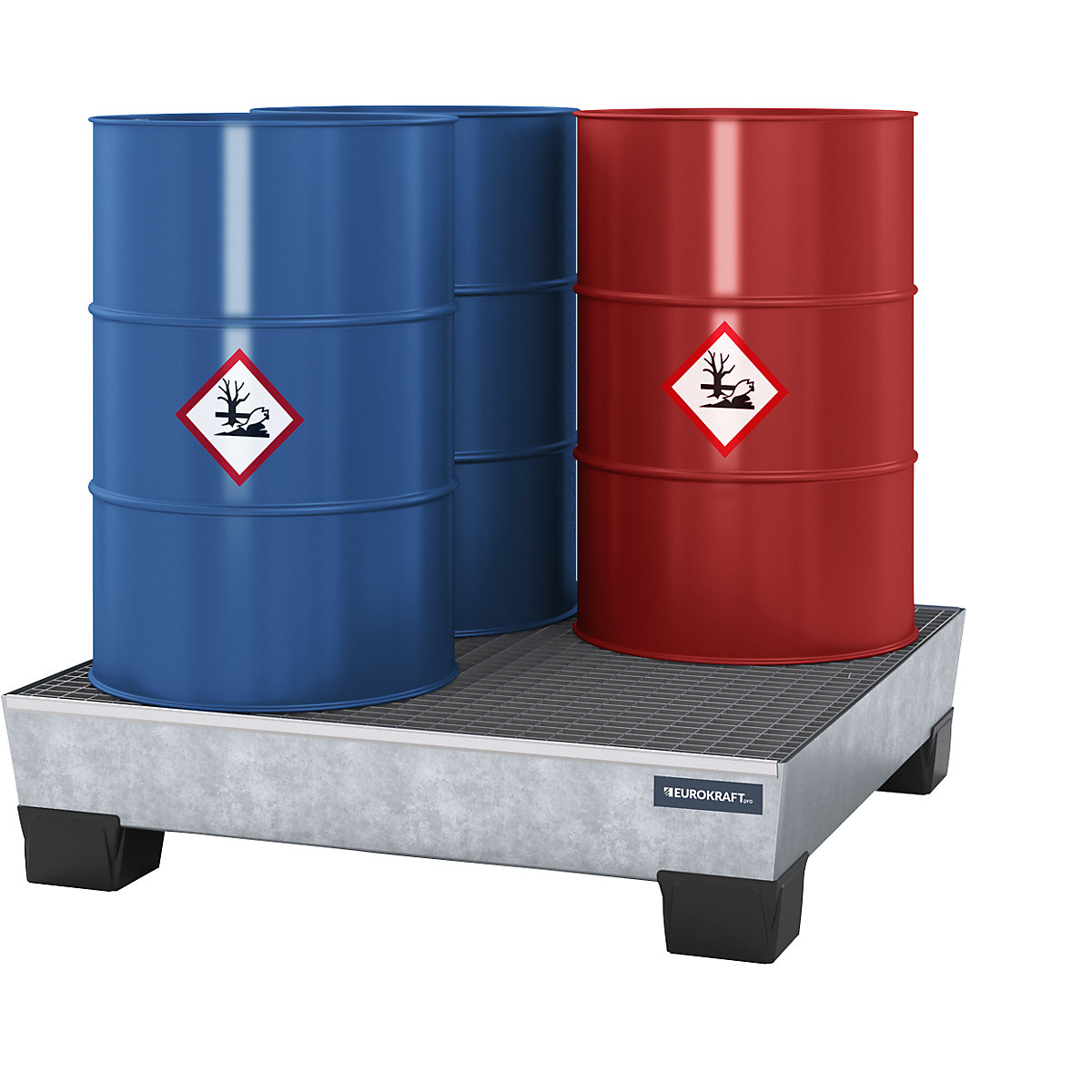 Vasca di raccolta in acciaio con piedini in plastica – eurokraft pro (Foto prodotto 4)-3