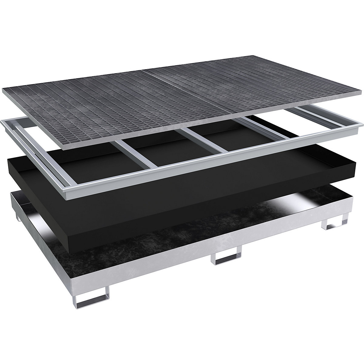 Vasca di raccolta per scaffali con inserto in PE – eurokraft pro (Foto prodotto 2)-1