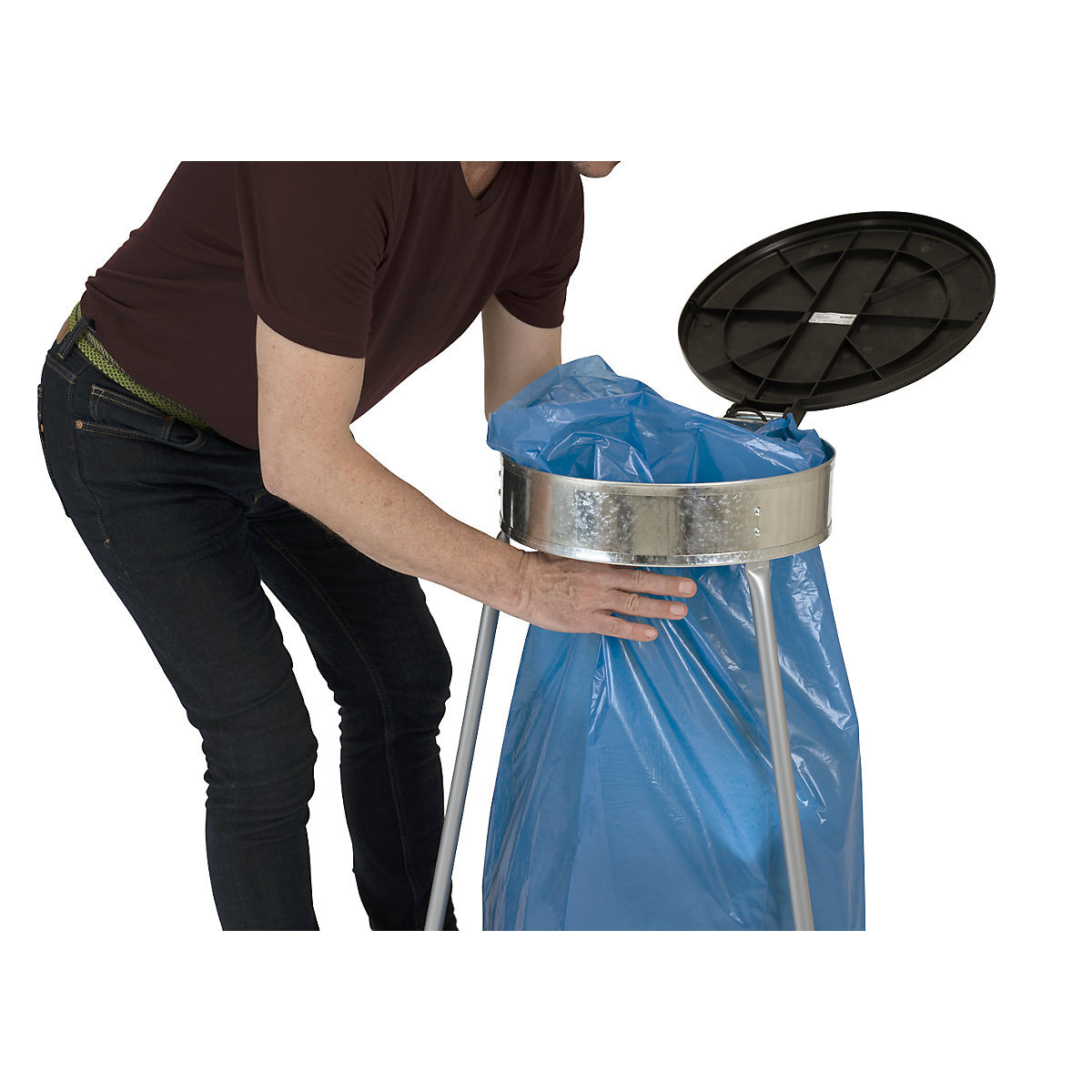 Sacchi per rifiuti, 100% PCR LDPE, 120 l – eurokraft basic (Foto prodotto 28)-27