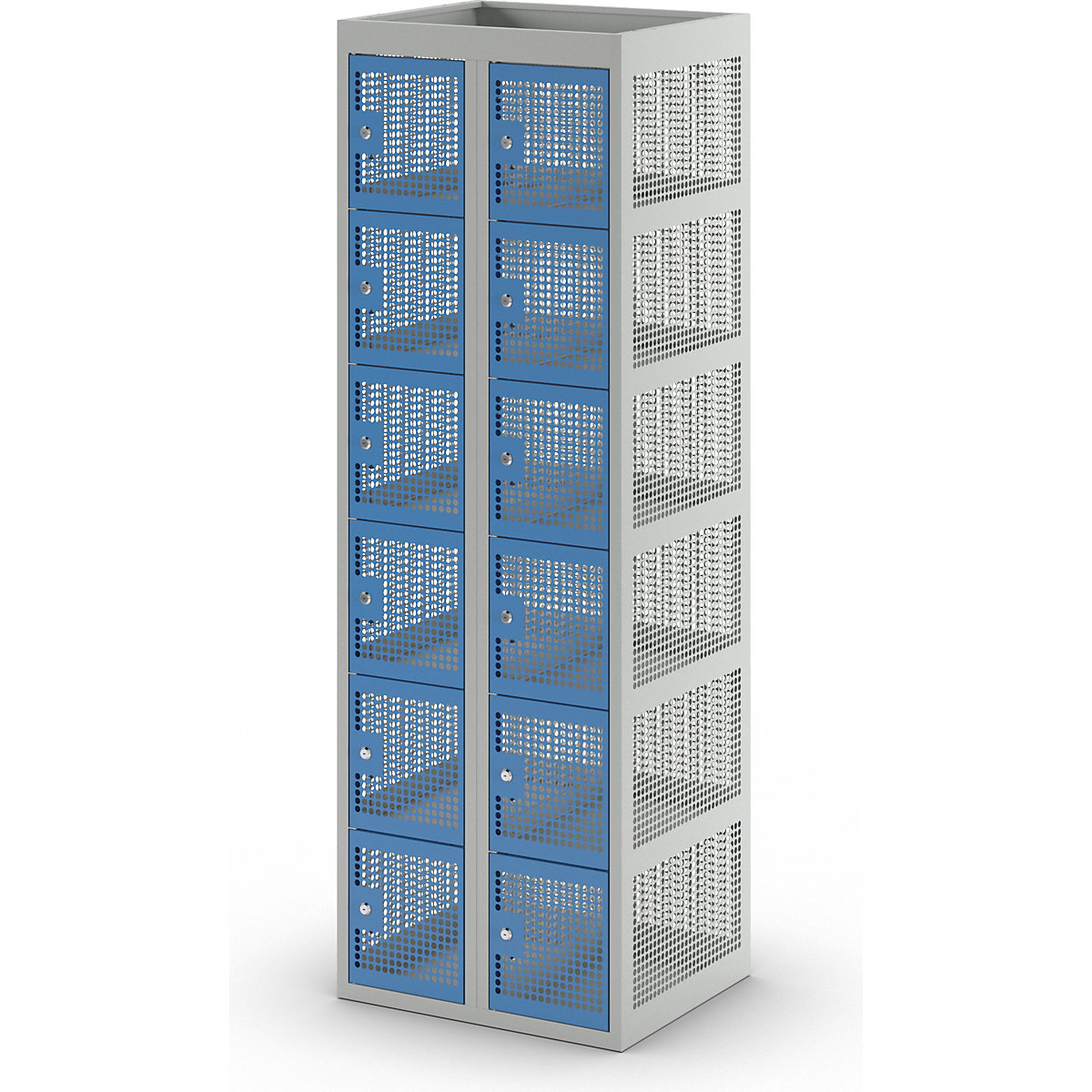 Dulap cu 6 compartimente cu încuietoare, tablă perforată – eurokraft pro (Imagine produs 8)-7