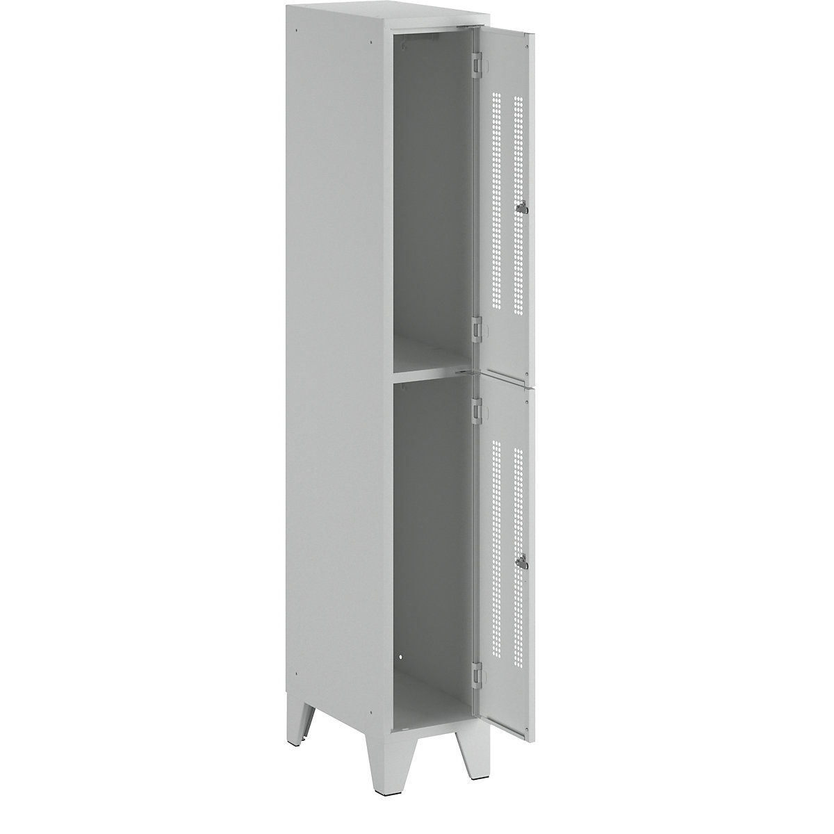 Vestiar cu două niveluri Berlin 1 – Wolf, 1 modul, gri deschis, lățime 300 mm, 2 compartimente-19