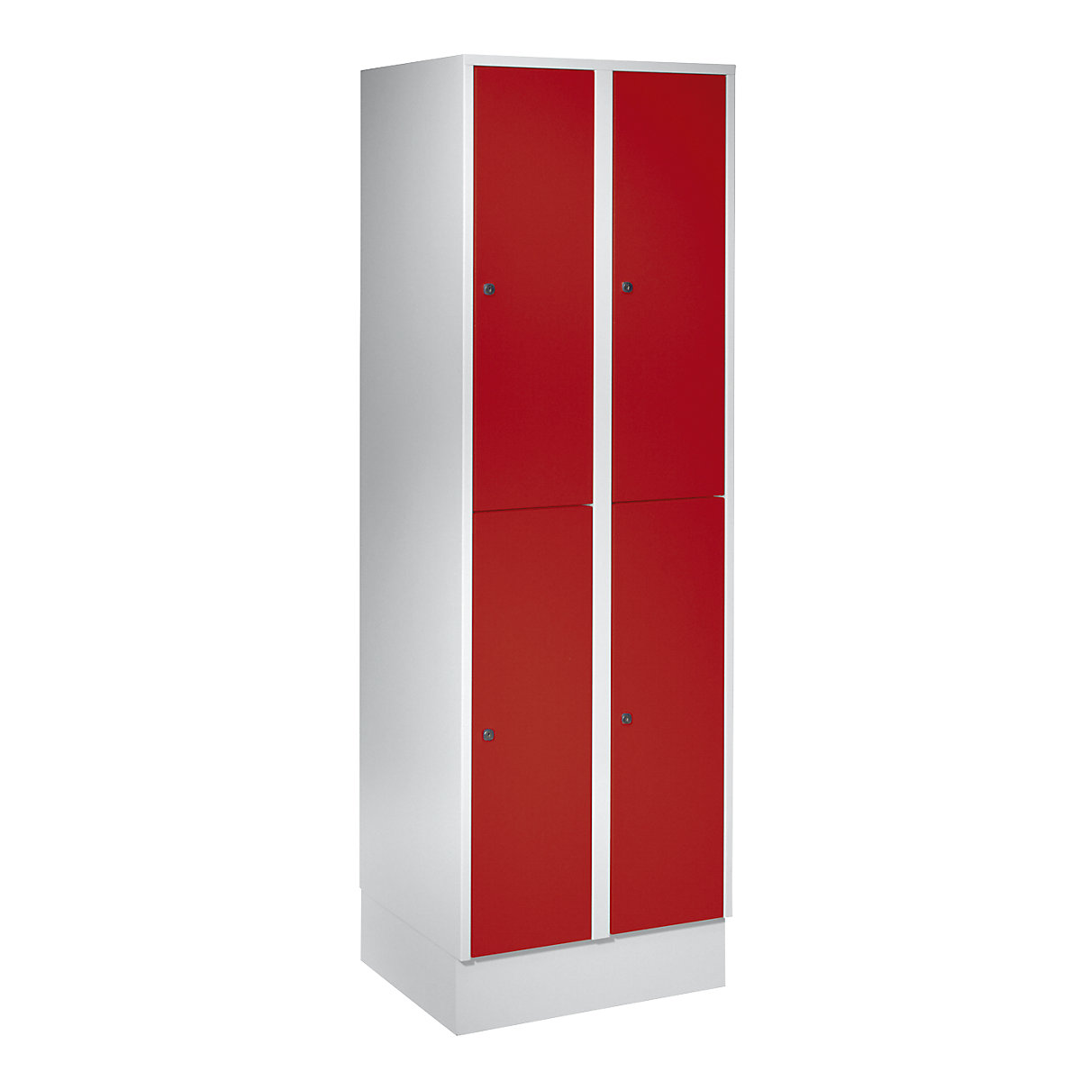Vestiar cu două niveluri München – Wolf, 2 module, gri deschis / roșu aprins, cu soclu-11