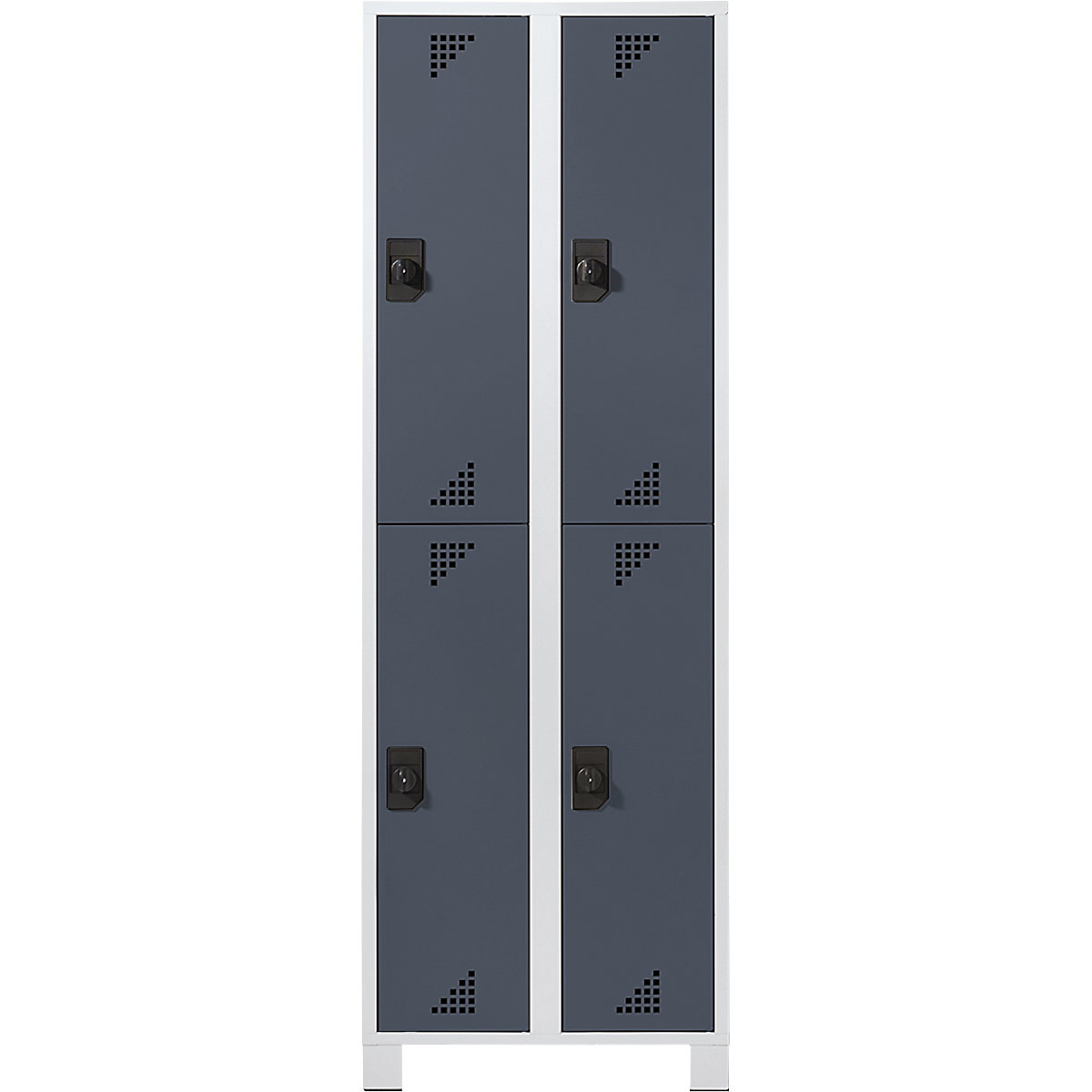 Dulap de vestiar cu compartimente de înălțime medie – eurokraft pro, î. x lăț. x ad. 1800 x 800 x 500 mm, 4 module, corp gri deschis, uși gri antracit-5