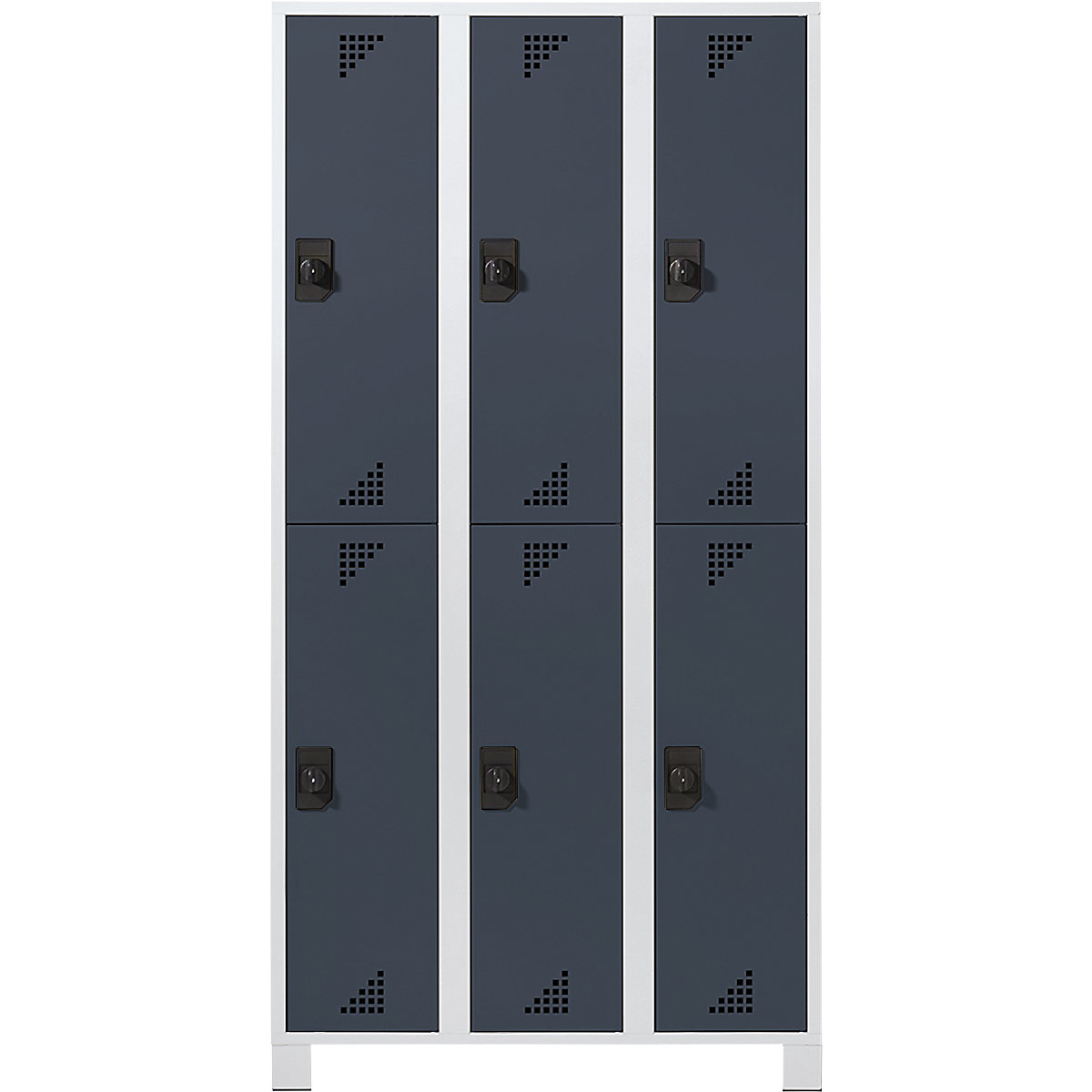 Dulap de vestiar cu compartimente de înălțime medie – eurokraft pro, î. x lăț. x ad. 1800 x 1200 x 500 mm, 6 module, corp gri deschis, uși gri antracit-5