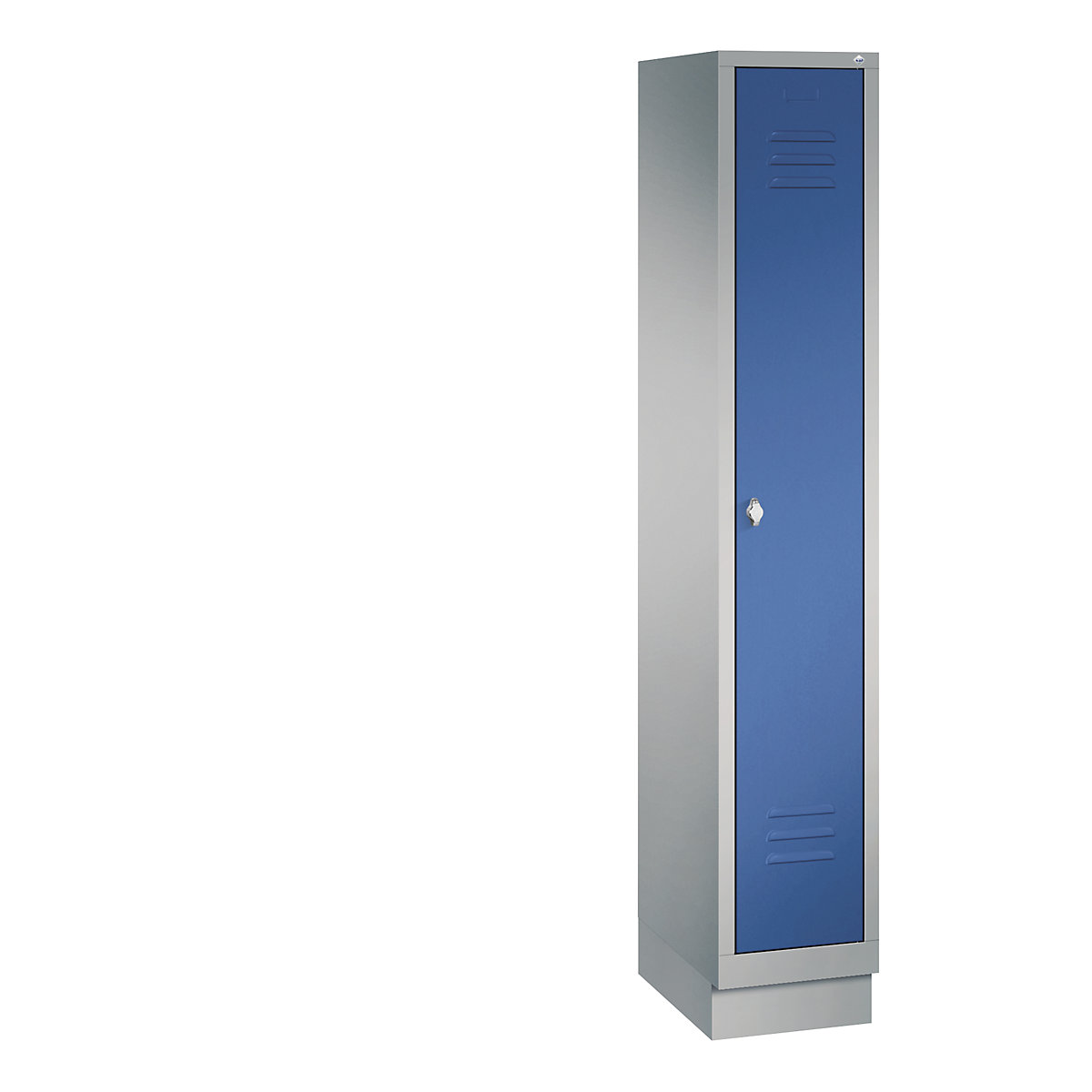 Dulap de vestiar cu soclu CLASSIC – C+P, 1 modul, lățimea modului 300 mm, alb aluminiu / albastru gențiană-8