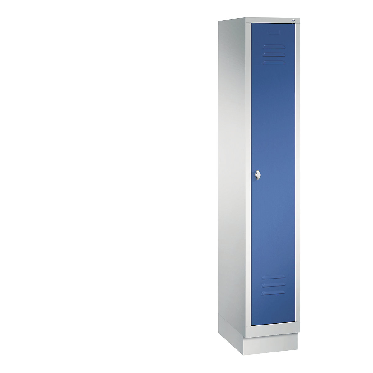 Dulap de vestiar cu soclu CLASSIC – C+P, 1 modul, lățimea modului 300 mm, gri deschis / albastru gențiană-4