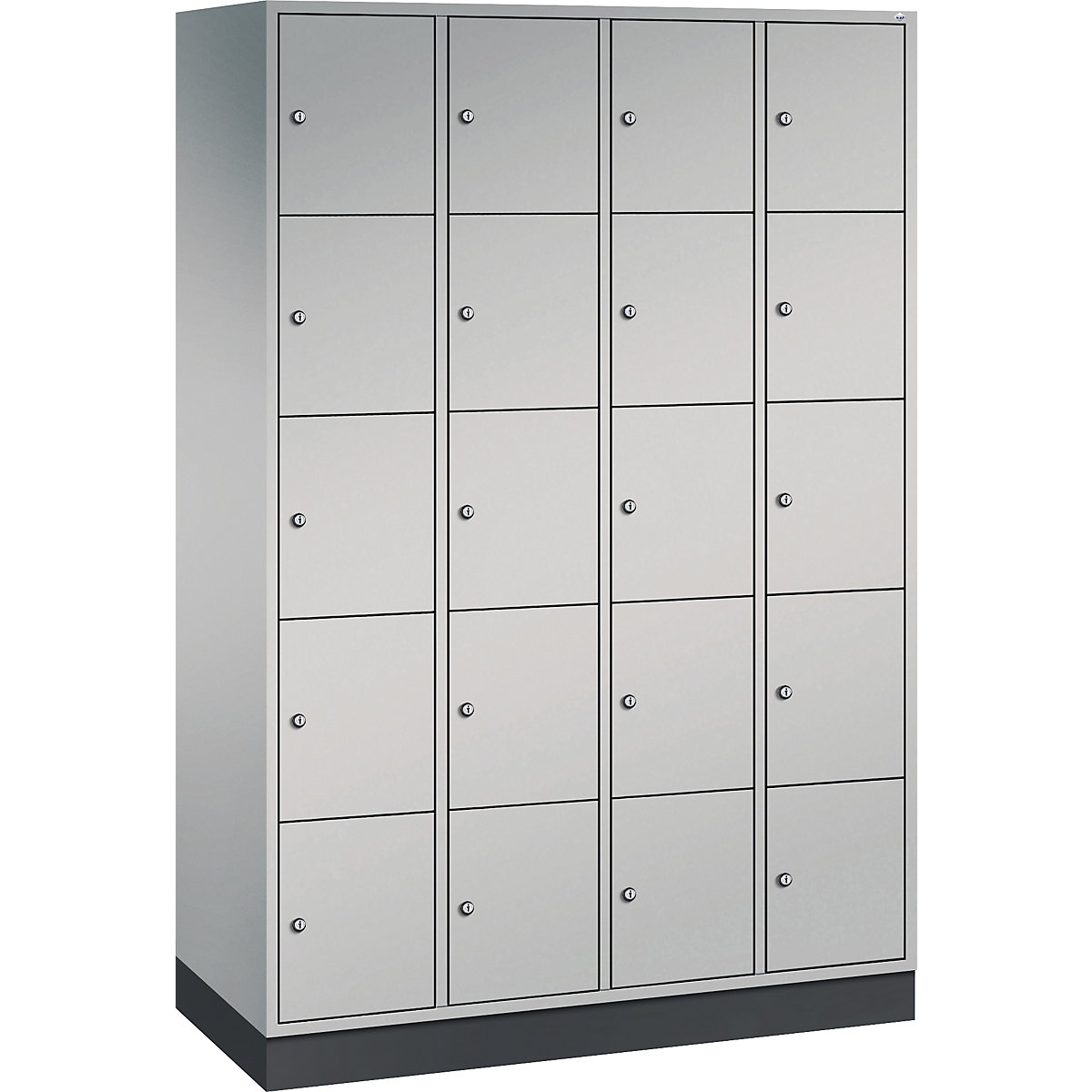 Dulap din oțel cu compartimente cu încuietoare INTRO, înălțime compartiment 345 mm – C+P, lăț. x ad. 1220 x 500 mm, 20 compartimente, corp alb aluminiu, uși alb aluminiu