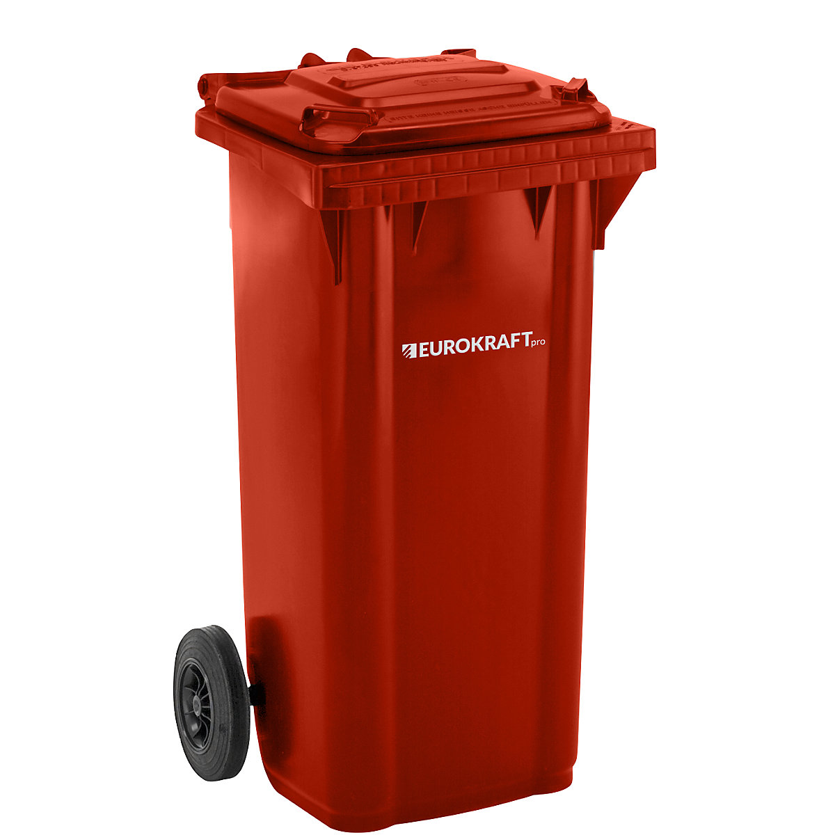 EUROKRAFTpro – Pubelă de gunoi din plastic, DIN EN 840, volum 120 l, lăț. x î. x ad. 505 x 1005 x 555 mm, roșu
