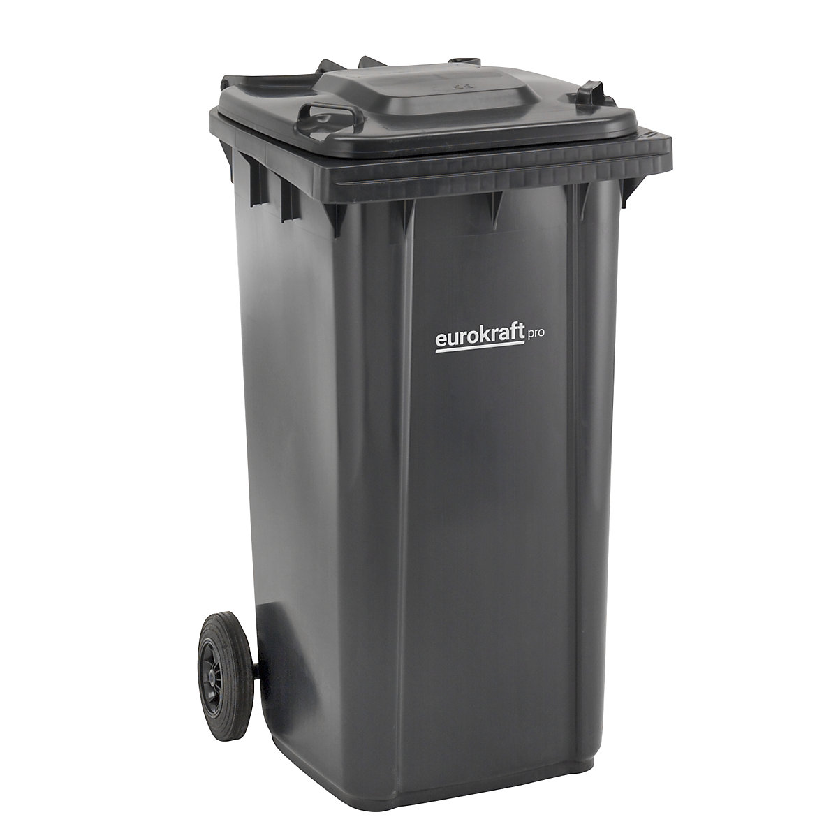 EUROKRAFTpro – Pubelă de gunoi din plastic, DIN EN 840, volum 240 l, lăț. x î. x ad. 580 x 1100 x 740 mm, antracit