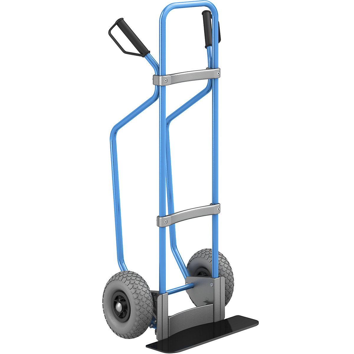 Carro para sacos com patins, azul – eurokraft pro, LxP da pá 450 x 160 mm, preto, rodas em PU, a partir de 5 unid.-2