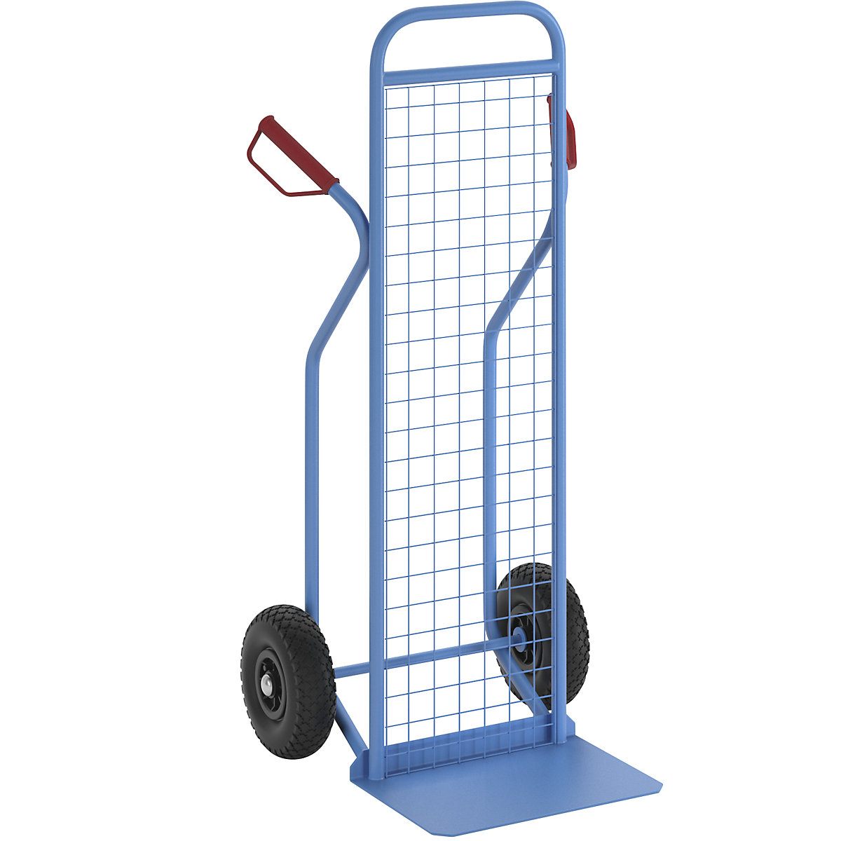 Carro para sacos com parte posterior em rede de arame – eurokraft pro, modelo: carrinho de empilhamento em aço, com pneumáticos-8