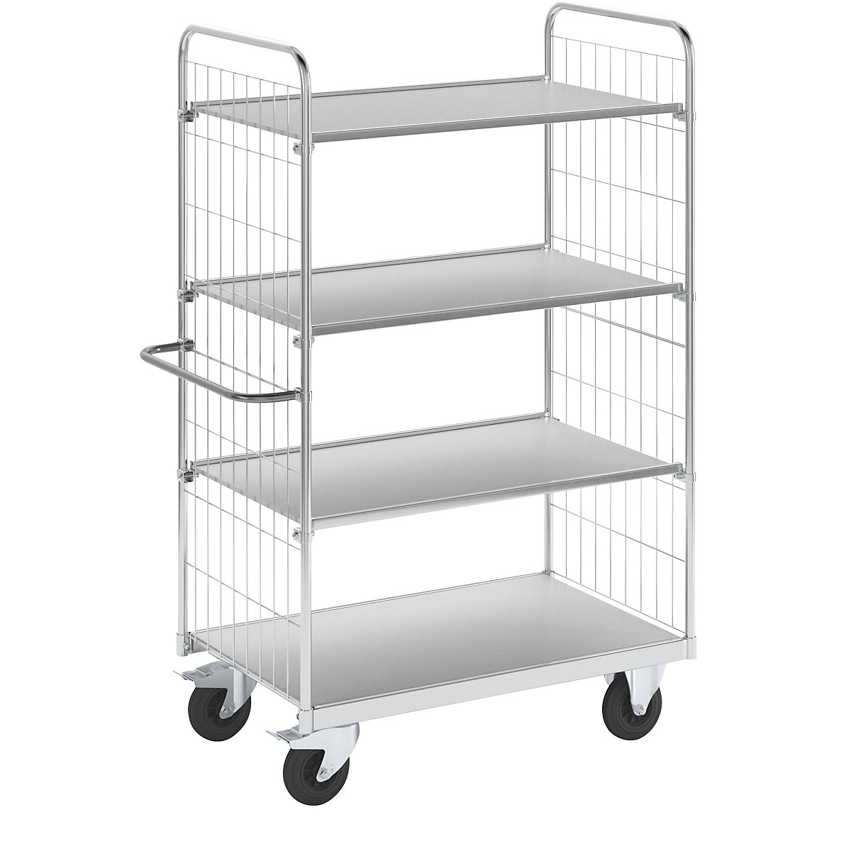 Carro de andares flexível – Kongamek, com 4 prateleiras, comprimento 1190 mm, rodas orientáveis com bloqueio-1