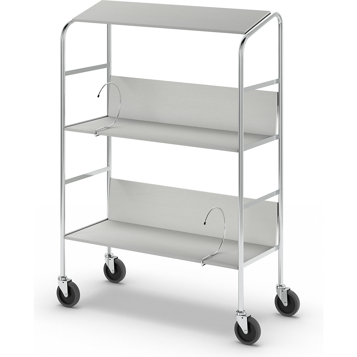 Carro para pastas de arquivo com prateleira, cromado – HelgeNyberg (Imagem do produto 5)-4