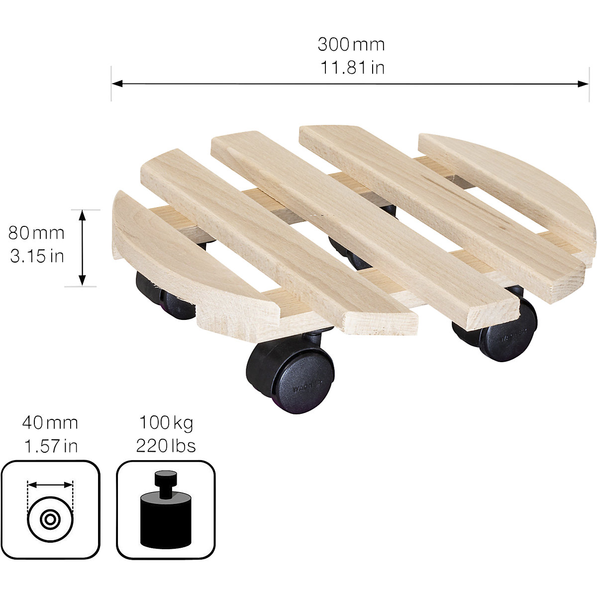 Suporte de rodas para plantas em faia PALETTI 0318 – Wagner (Imagem do produto 6)-5