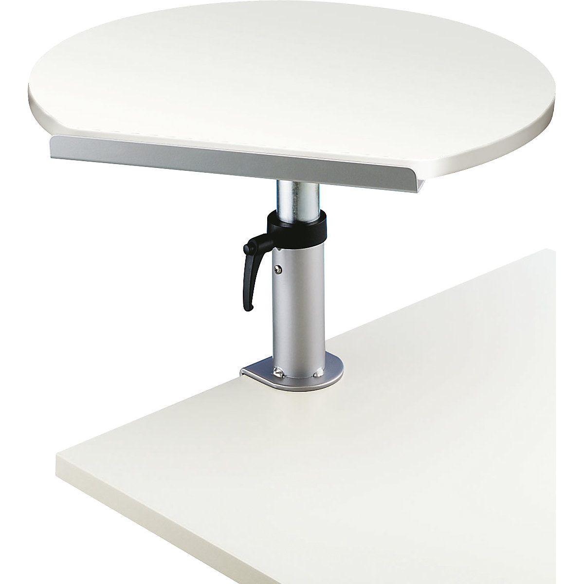 Suporte de mesa, ergonómico – MAUL, LxP 600 x 520 mm, ajustável em altura, branco-5
