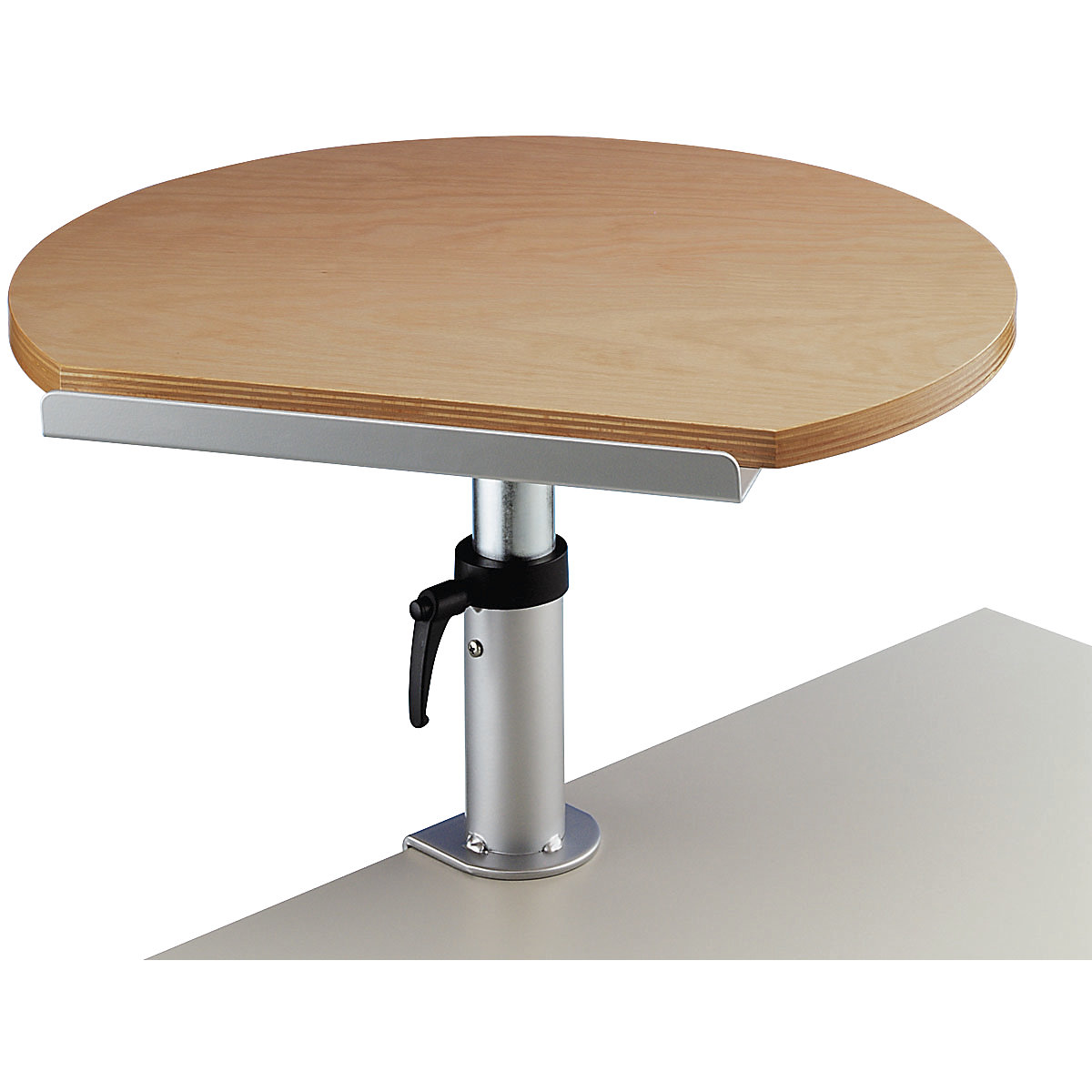 Suporte de mesa, ergonómico – MAUL, LxP 600 x 520 mm, ajustável em altura, imitação de faia-4