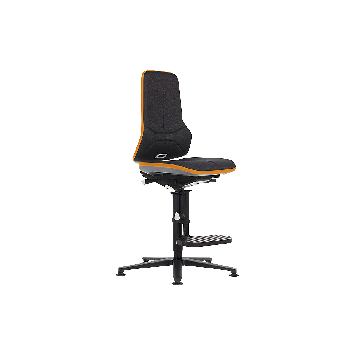 bimos NEON Arbeitsdrehstuhl, mit Gleitern und Aufstiegshilfe, Sitzmaterial Stoff, Flexband orange