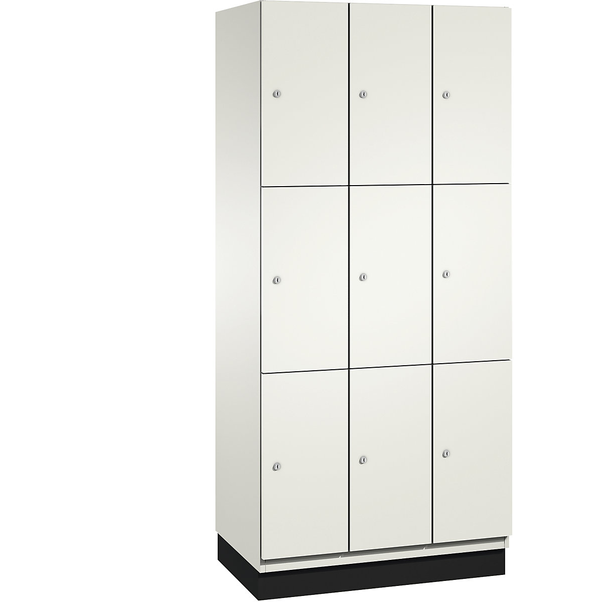 Armário de cacifos com 3 compartimentos Cambio – C+P, 3 compartimentos, branco puro, porta em chapa de aço, L 900 mm, 9 compartimentos-10