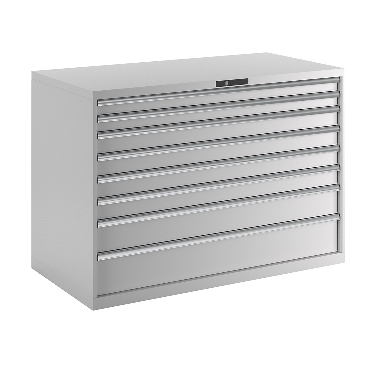 Armário de gavetas, chapa de aço – LISTA, AxL 1000 x 1431 mm, 8 gavetas, capacidade de carga 75 kg, cinzento claro-3