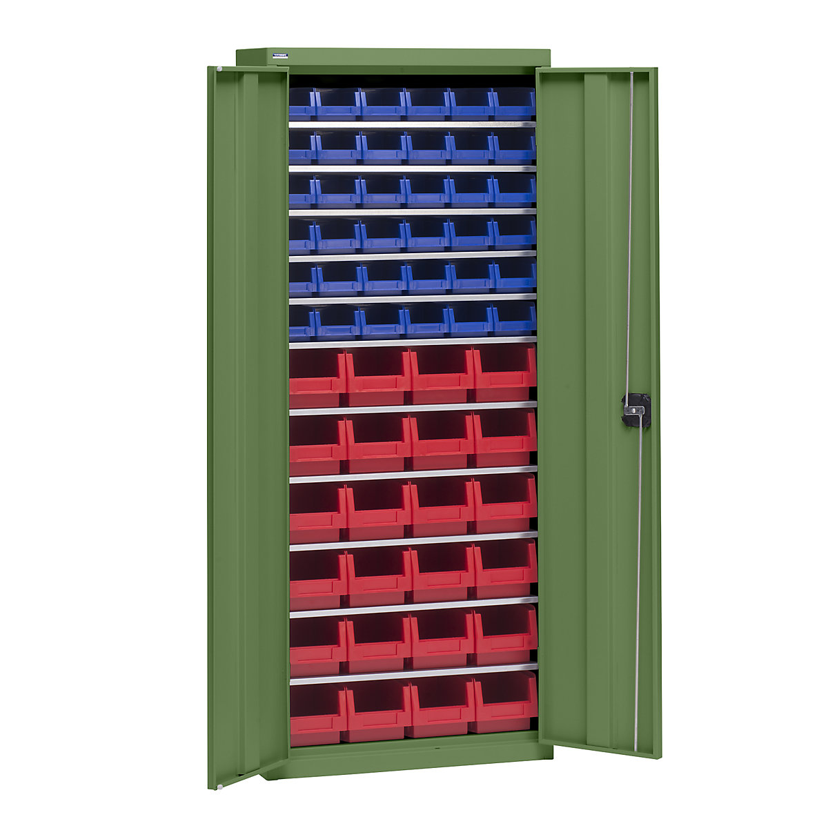 Armário para materiais com caixas de armazenagem – eurokraft pro, altura 1575 mm, 11 prateleiras, verde reseda-6