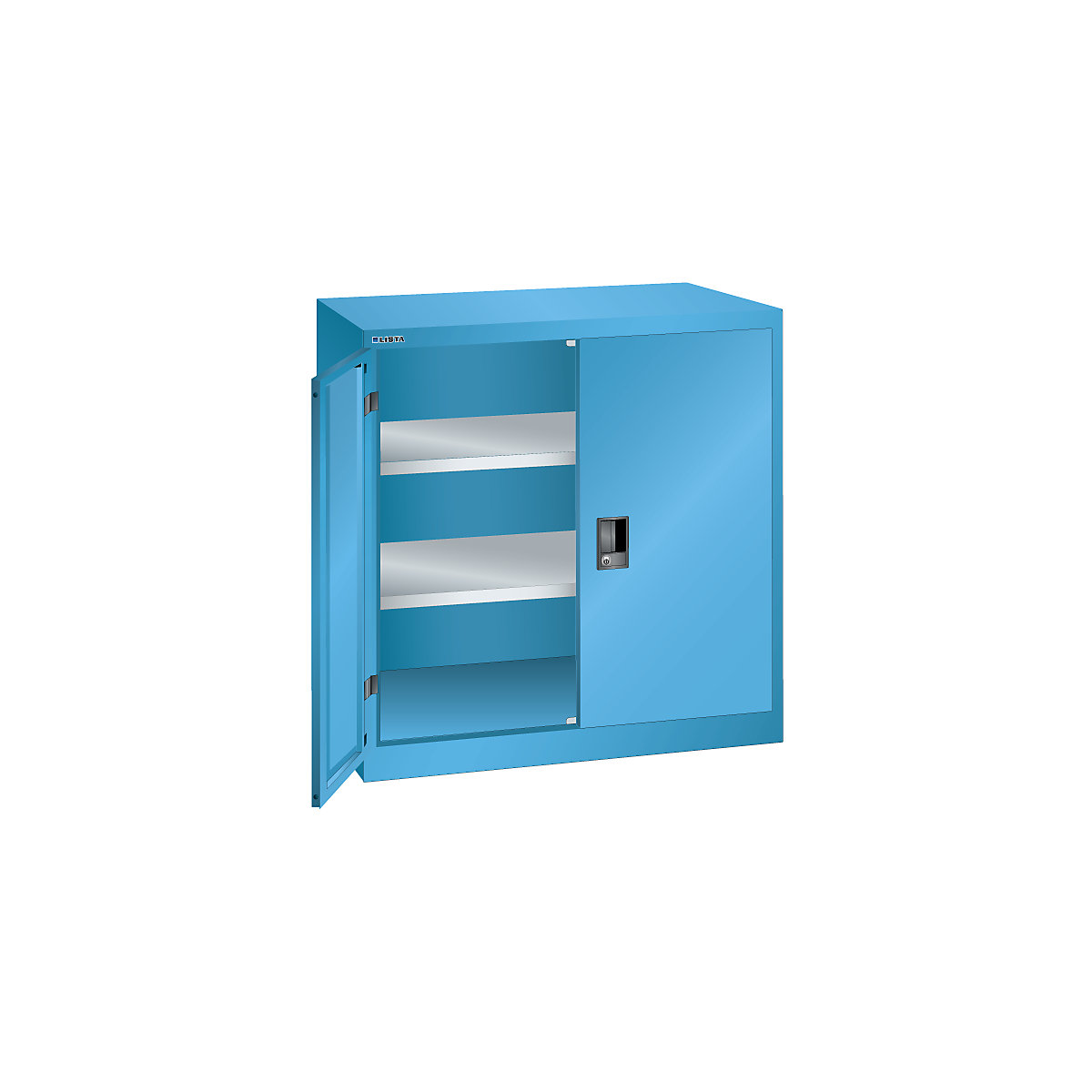 Armário de portas de batentes, 2 prateleiras – LISTA, largura 1000 mm, azul claro-8