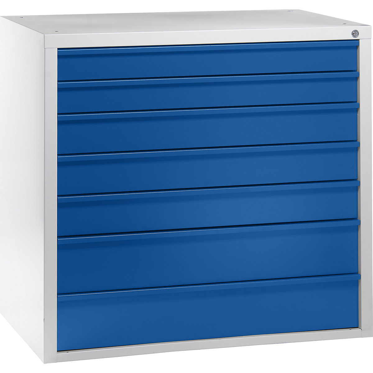 Armário de gavetas, 7 gavetas, largura 1050 mm, frente em azul-4